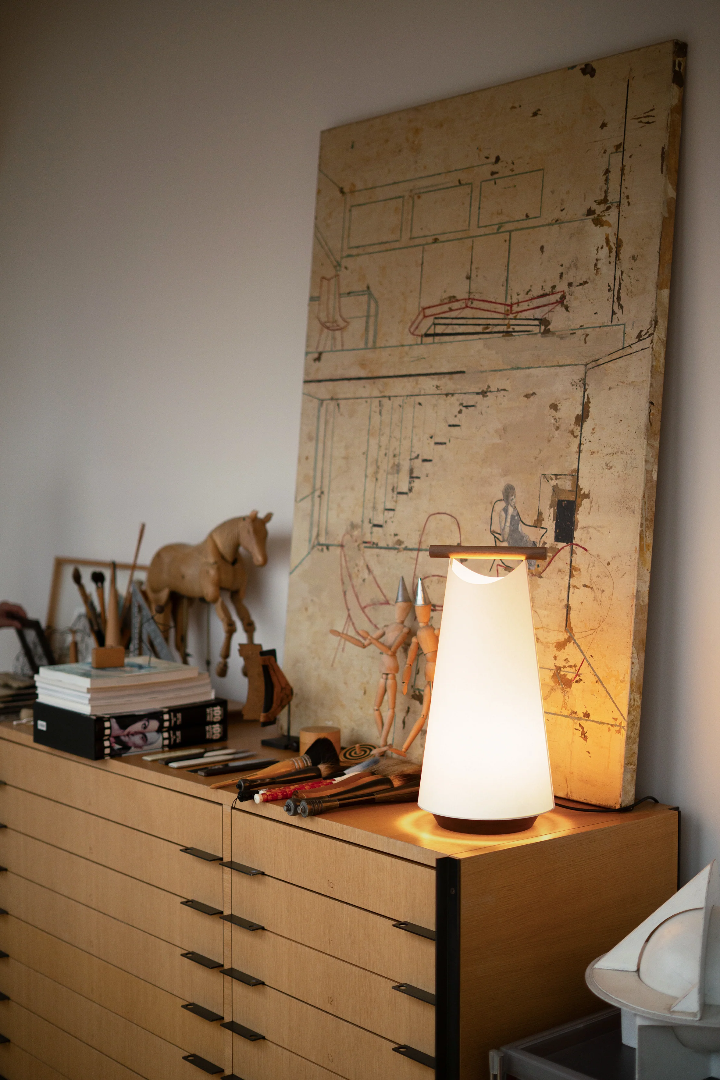 Lampa stołowa CATAY biały z drewnem dębowym - Image 5