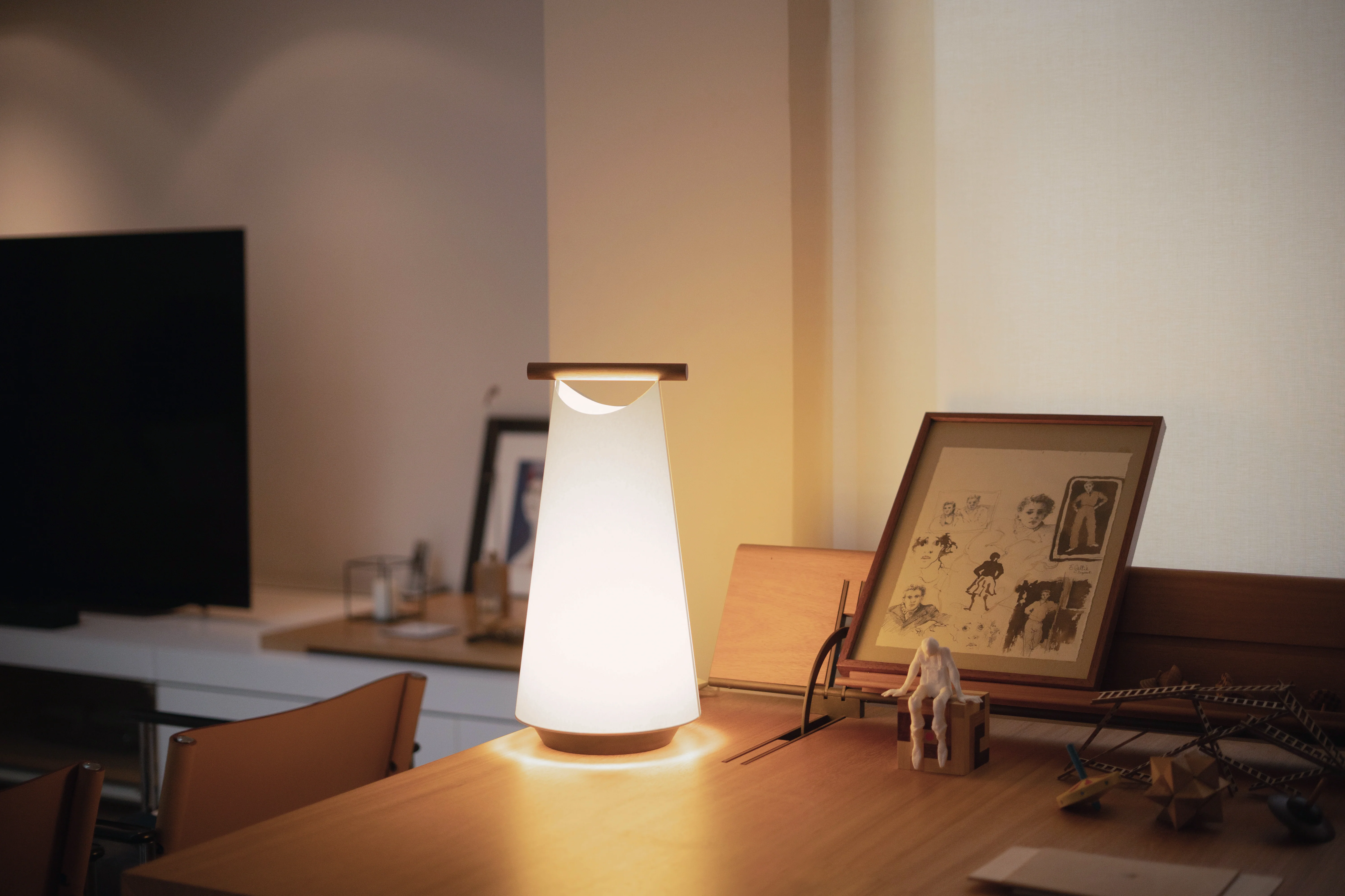 Lampa stołowa CATAY biały z drewnem dębowym - Image 7
