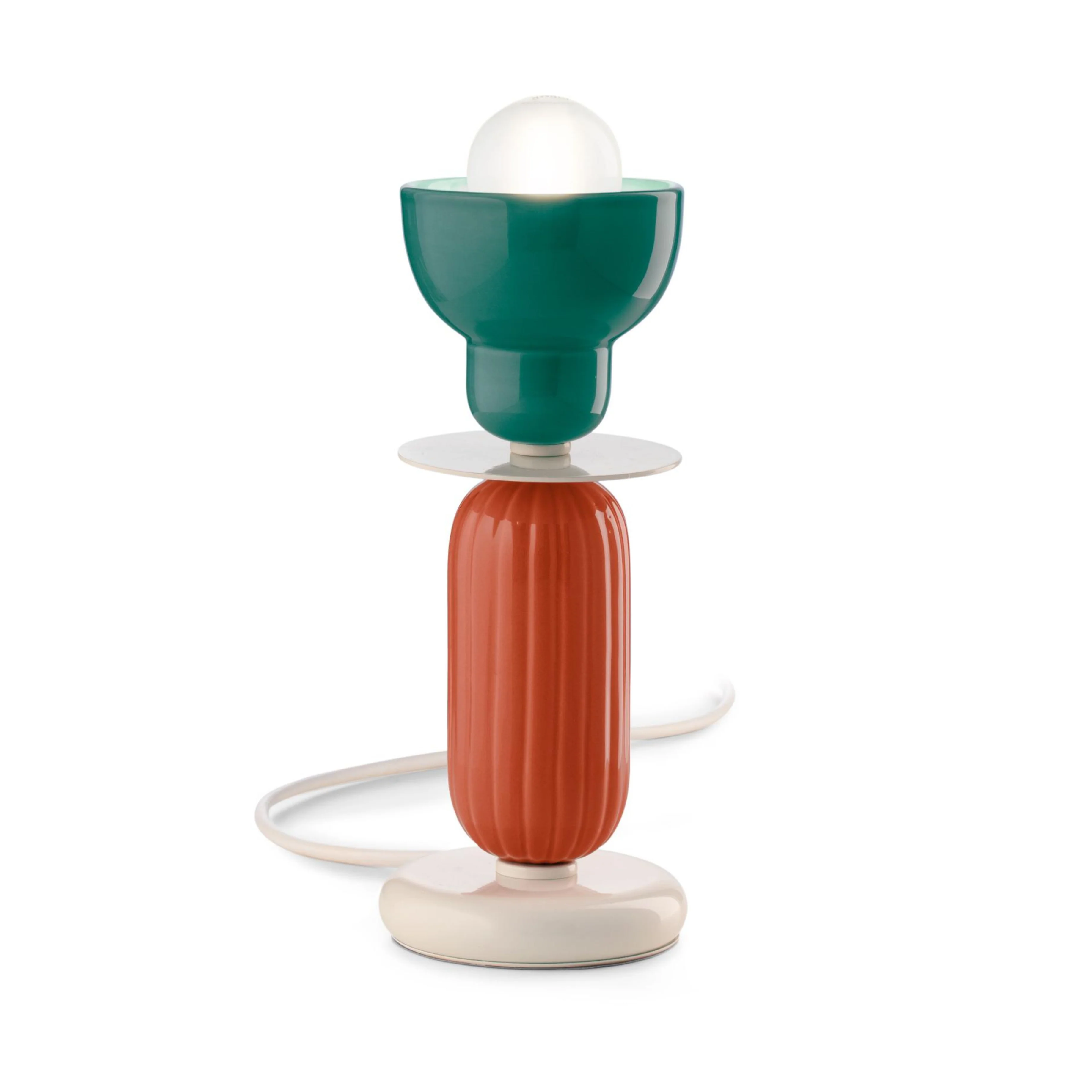 Lampa stołowa ceramiczna BERIMBAU pomarańczowy z turkusowym