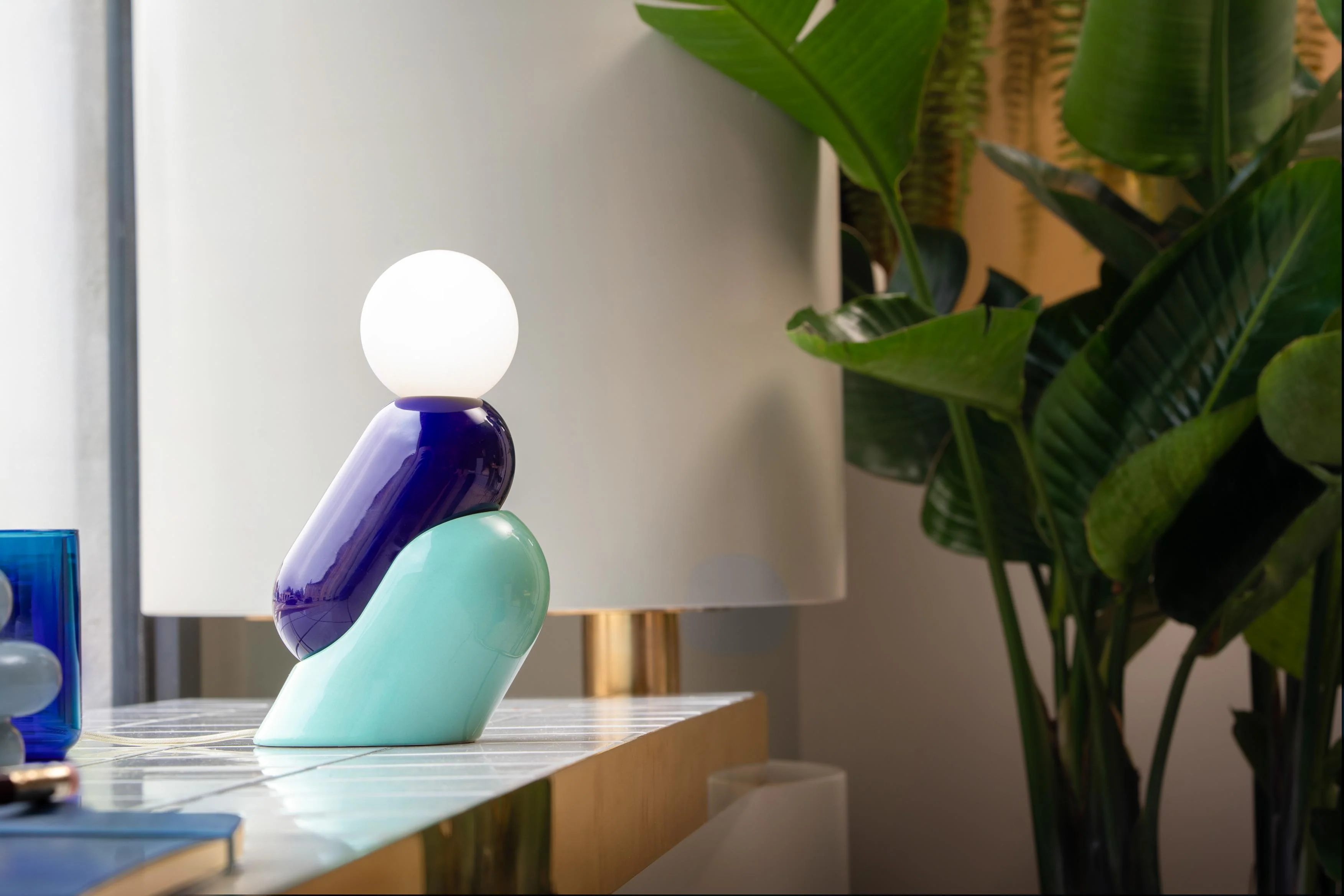 Lampa stołowa ceramiczna TATA kobaltowy z błękitnym - Image 2