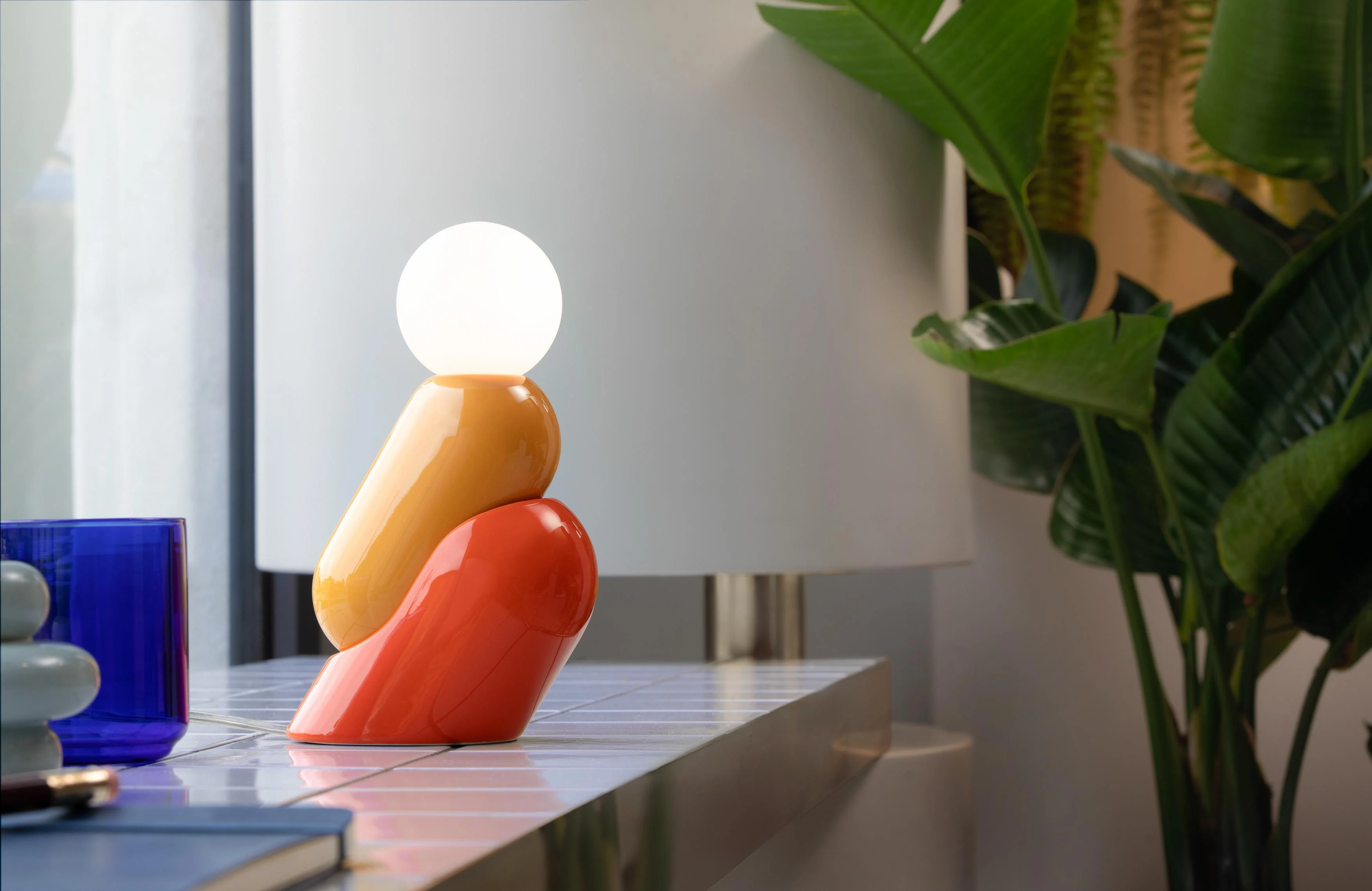 Lampa stołowa ceramiczna TATA żółty z pomarańczowym - Image 2