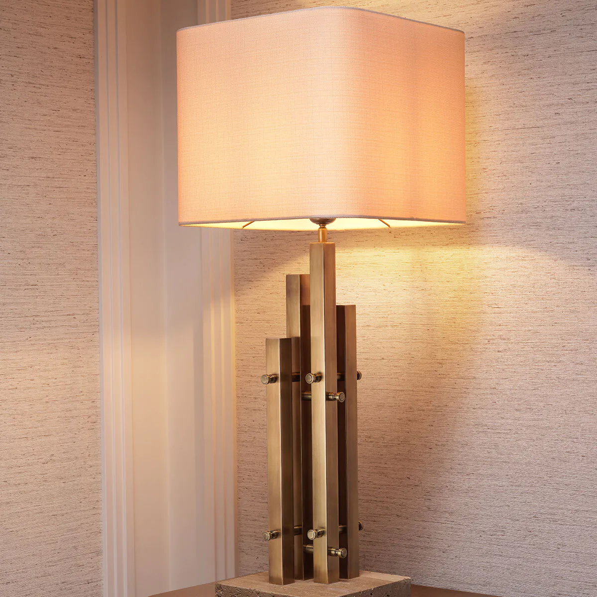 Lampa stołowa DESTINO stal z trawertynową podstawą - Image 2