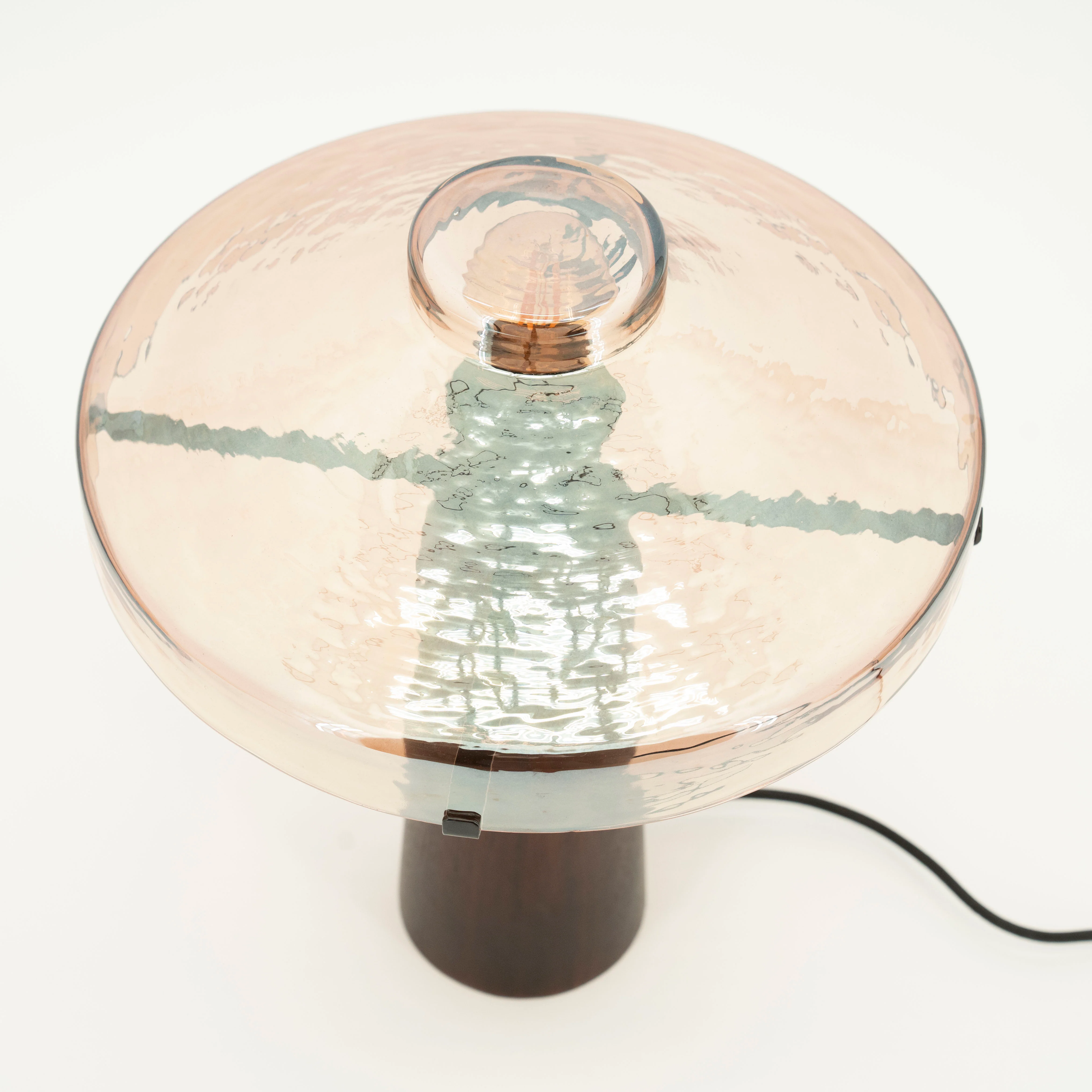 Lampa stołowa DOME drewniana podstawa ze szklanym kloszem - Image 4