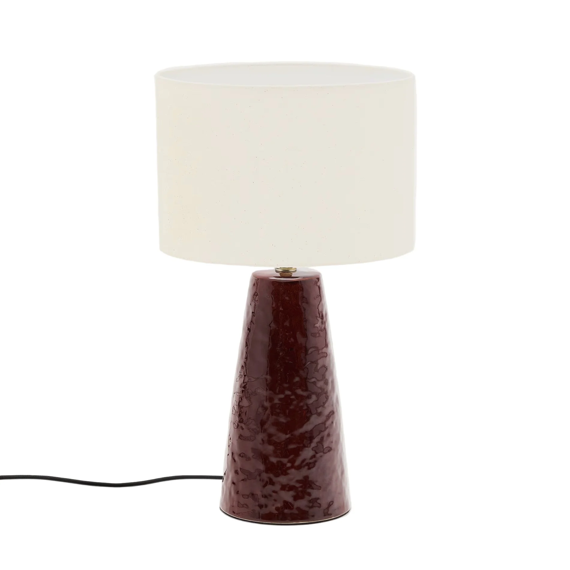 Lampa stołowa DRAVA bordowy z bawełnianym kloszem