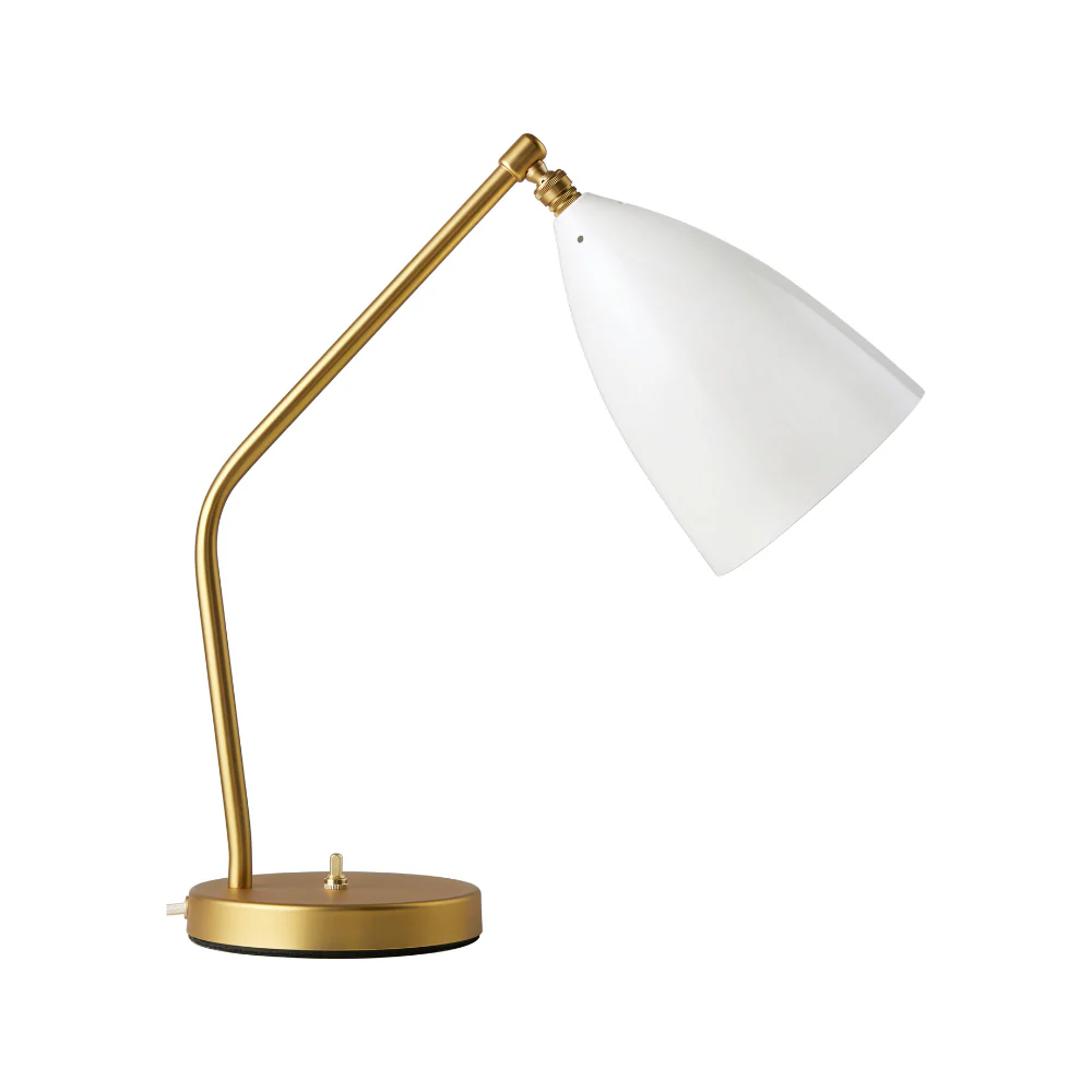 Lampa stołowa GRÄSHOPPA biały klosz ze złotą podstawą