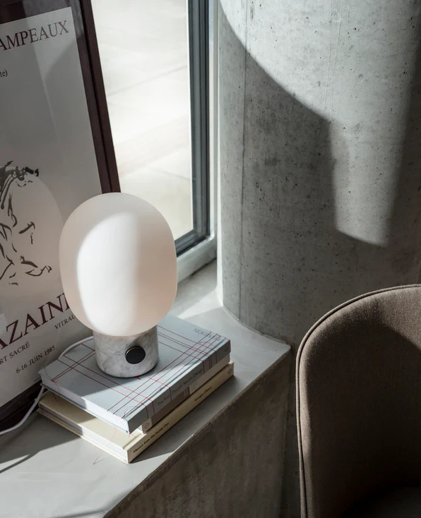 Lampa stołowa JWDA dmuchane szkło z kremową podstawą - Image 4