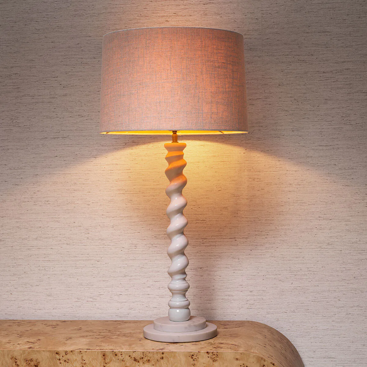 Lampa stołowa MASSIMO kremowy z białą podstawą - Image 2