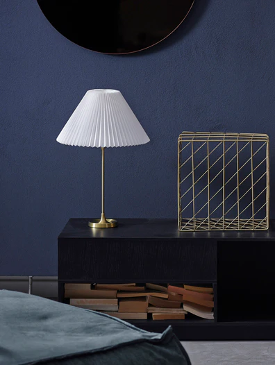 Lampa stołowa MODEL 307 biały z mosiężną podstawą - Image 2