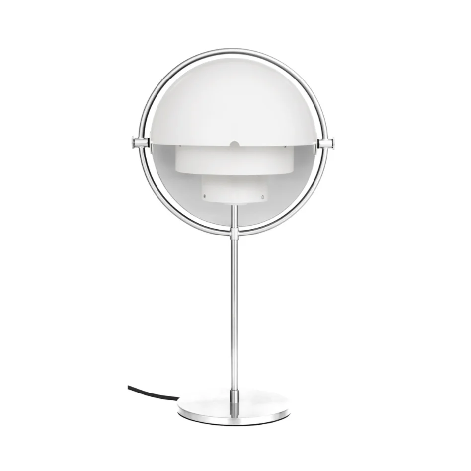 Lampa stołowa MULTI-LITE chromowana podstawa z białym kloszem