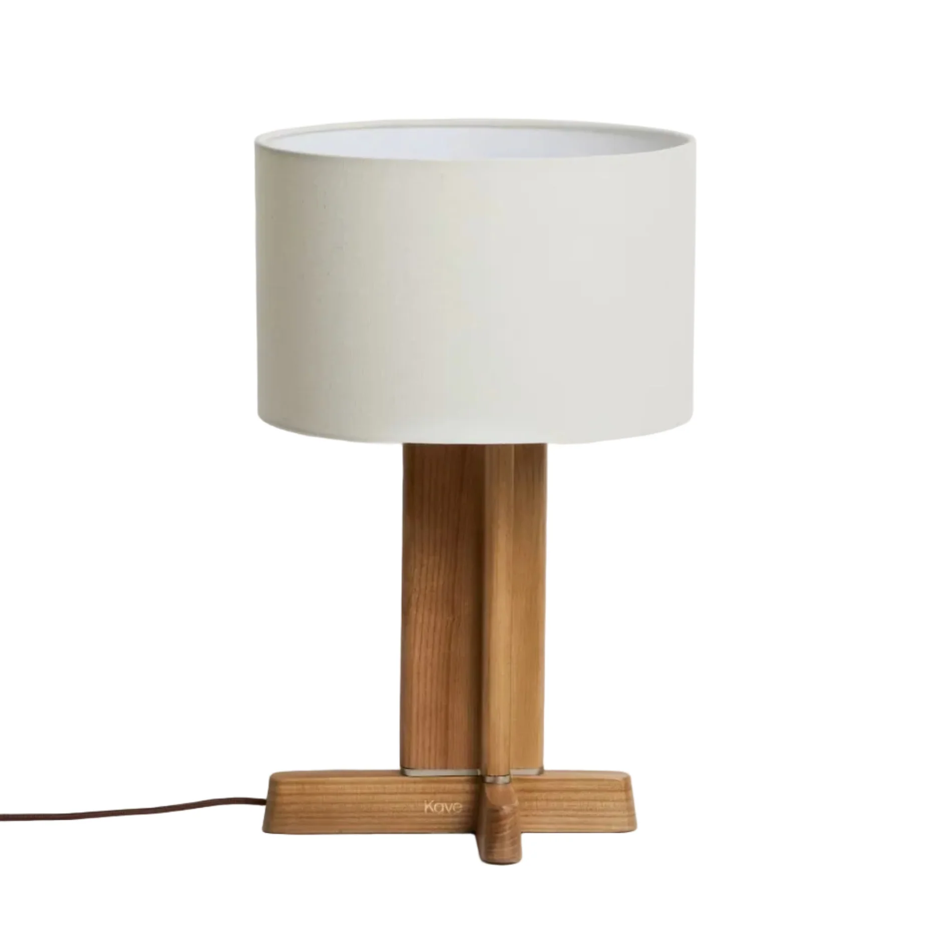 Lampa stołowa NIANI szary z drewnianą podstawą