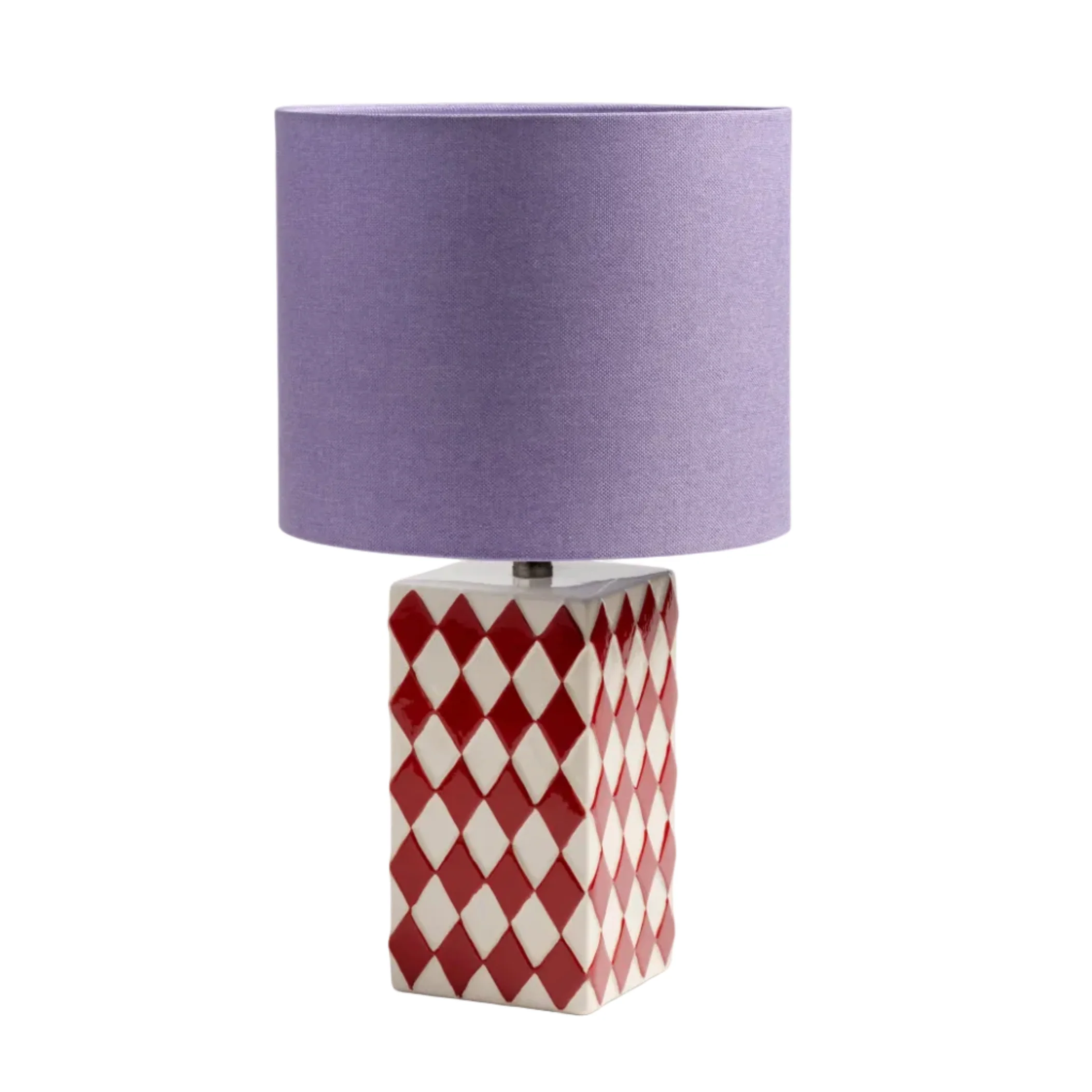 Lampa stołowa STREAK czerwono-biała z fioletowym abażurem