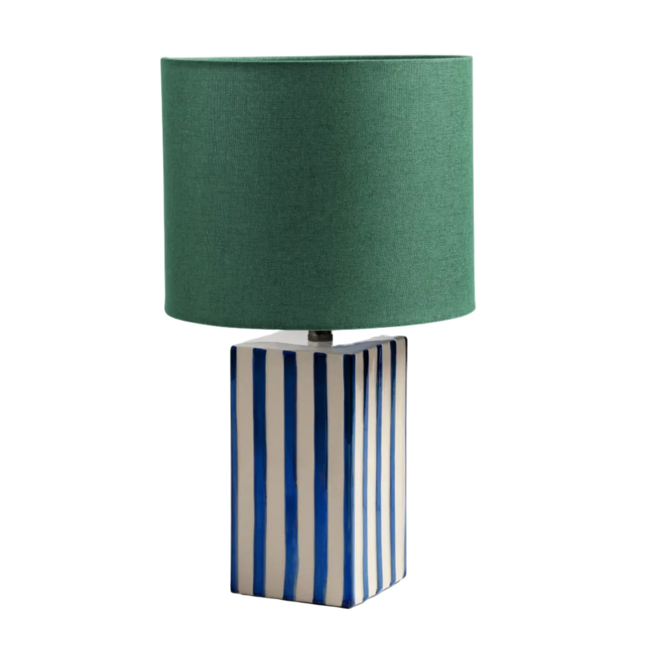 Lampa stołowa STREAK niebiesko-biała z zielonym abażurem