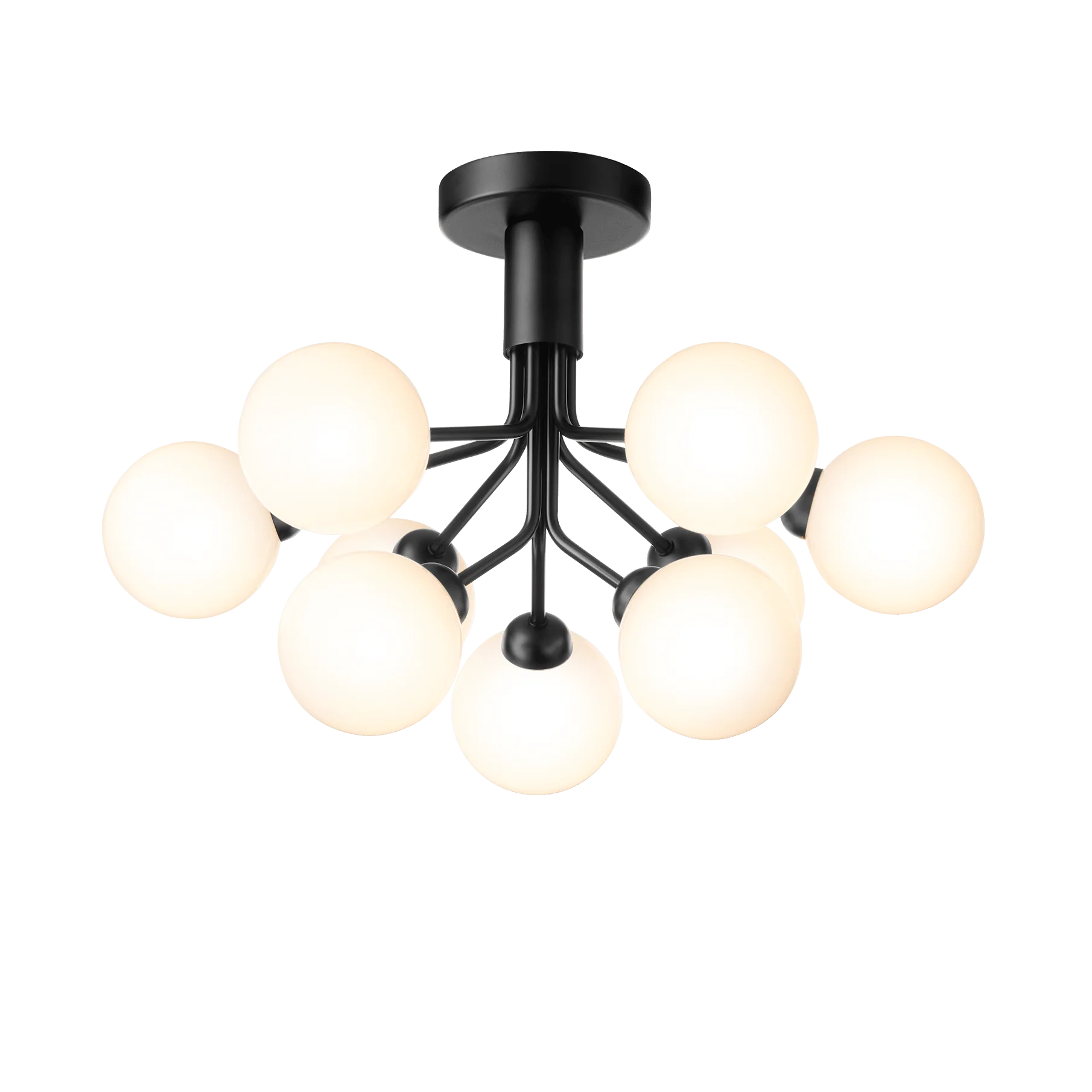Lampa sufitowa APIALES 9 czarny z opalowym szkłem