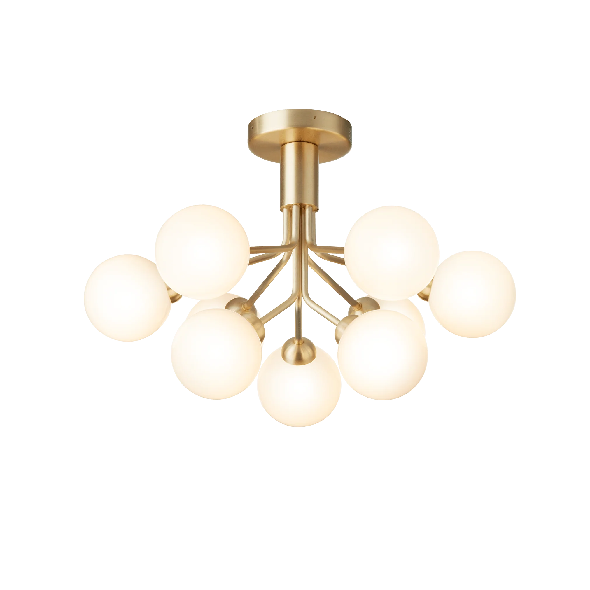 Lampa sufitowa APIALES 9 mosiężny z opalowym szkłem