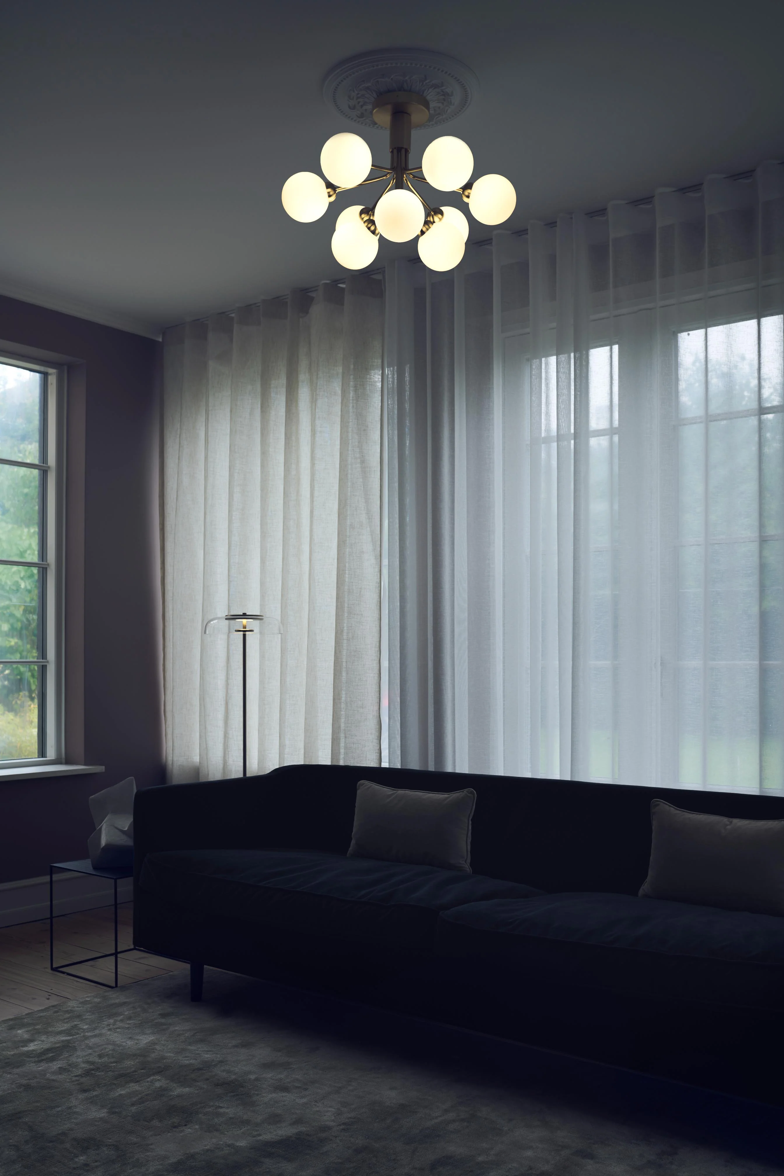Lampa sufitowa APIALES 9 mosiężny z opalowym szkłem - Image 11