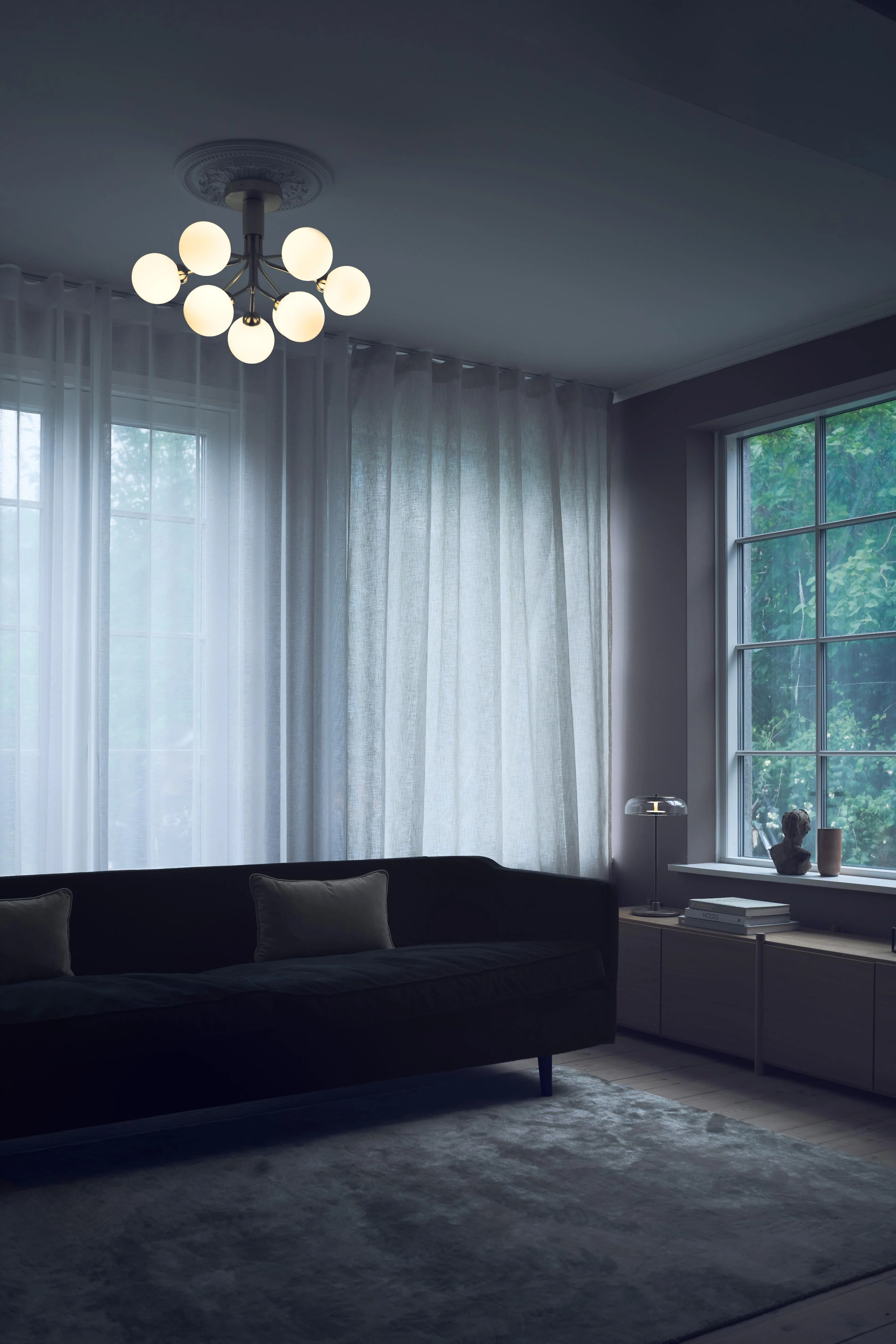 Lampa sufitowa APIALES 9 mosiężny z opalowym szkłem - Image 13