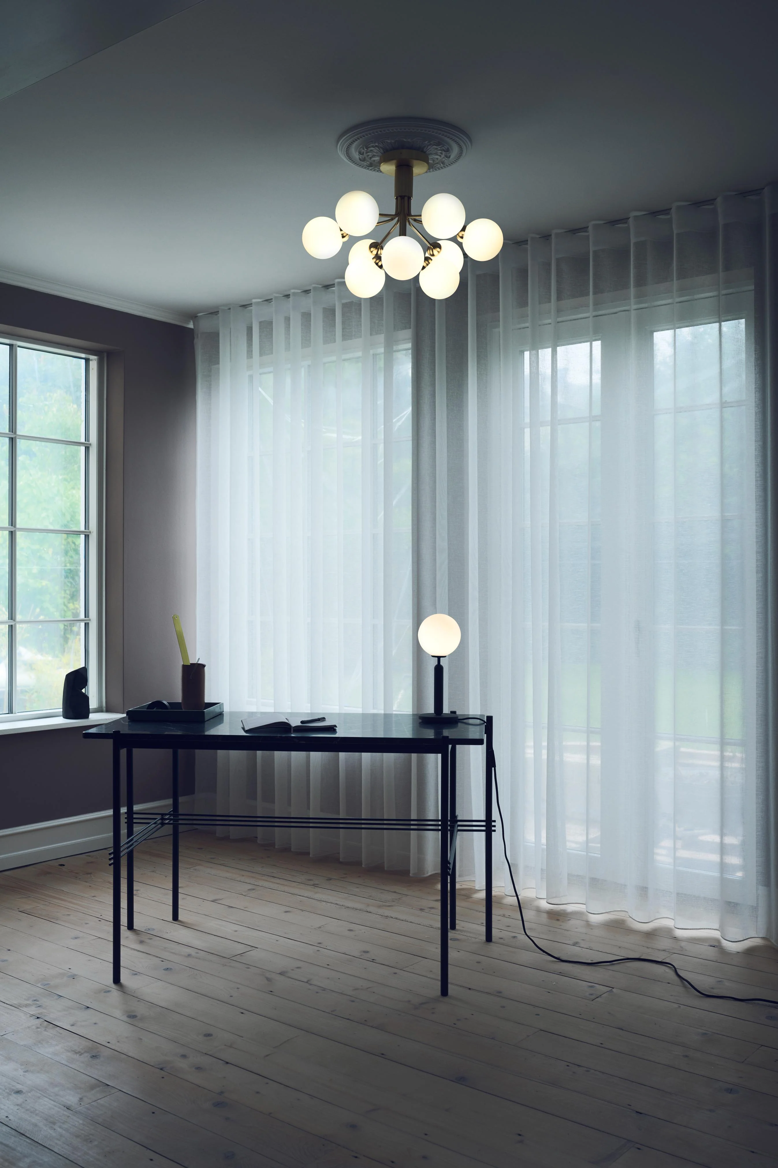 Lampa sufitowa APIALES 9 mosiężny z opalowym szkłem - Image 14