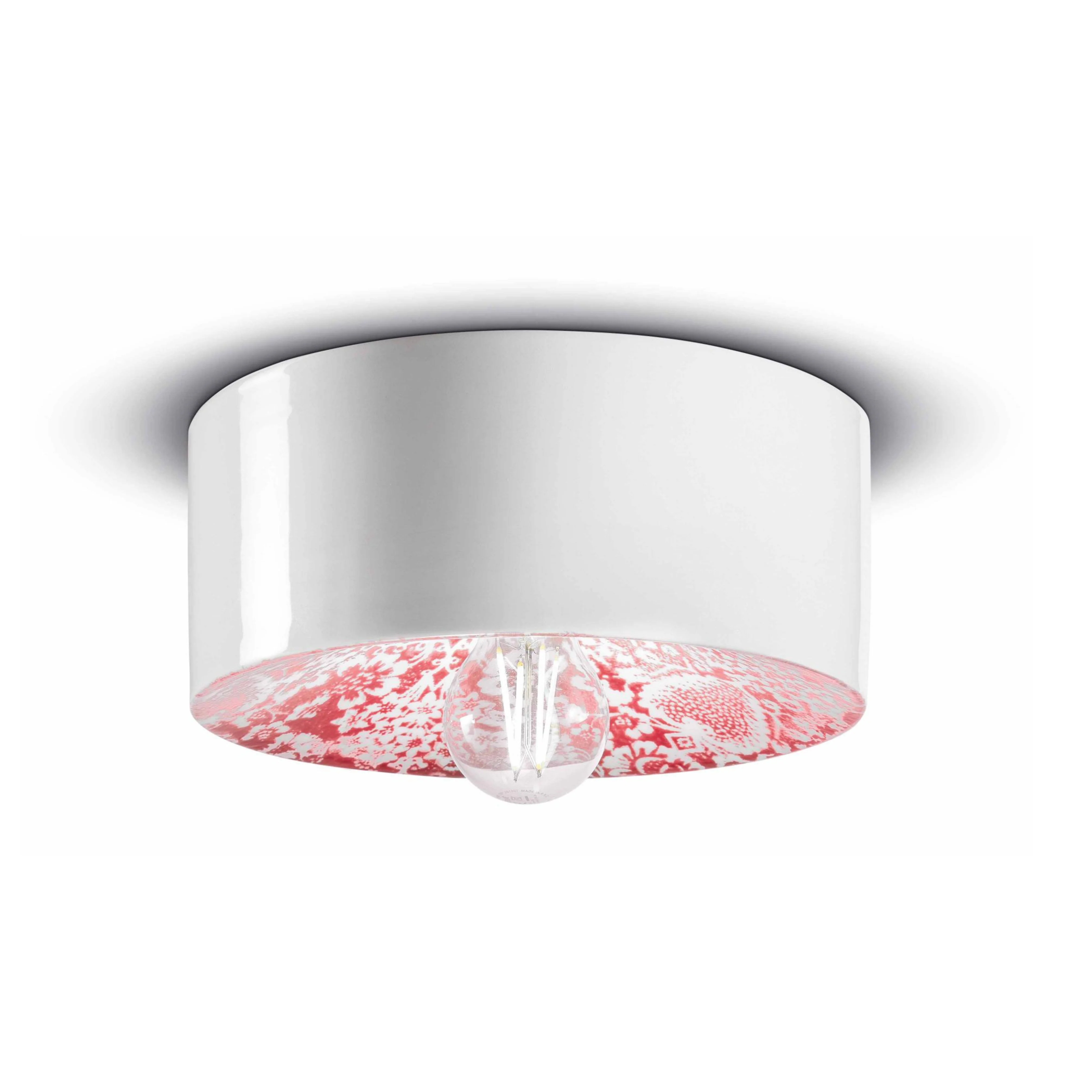 Kinkiet ceramiczny PI czerwony wzór roslinny