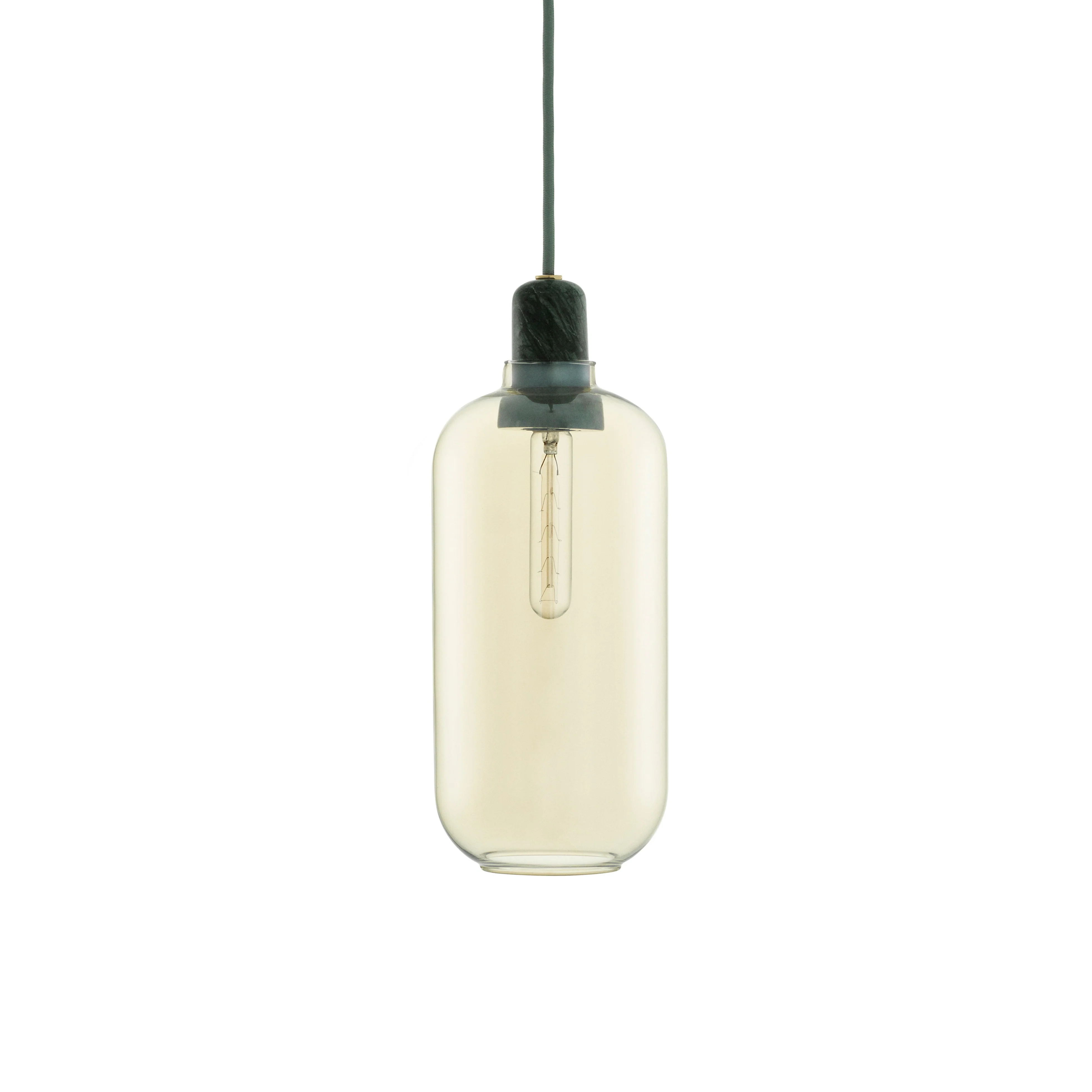 Lampa wisząca AMP LARGE żółte szkło z zielonym marmurem