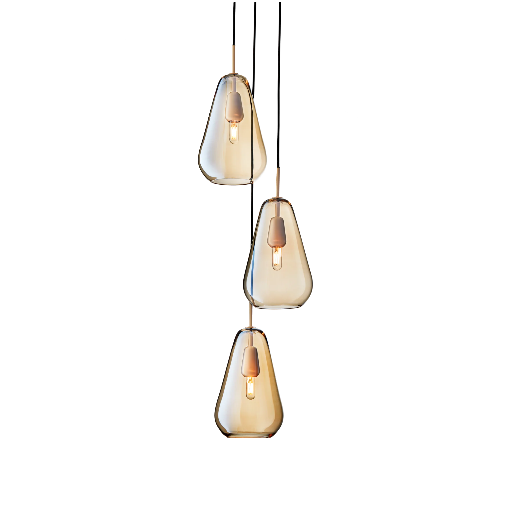 Lampa wisząca ANOLI 3 złoty ze złotym szkłem