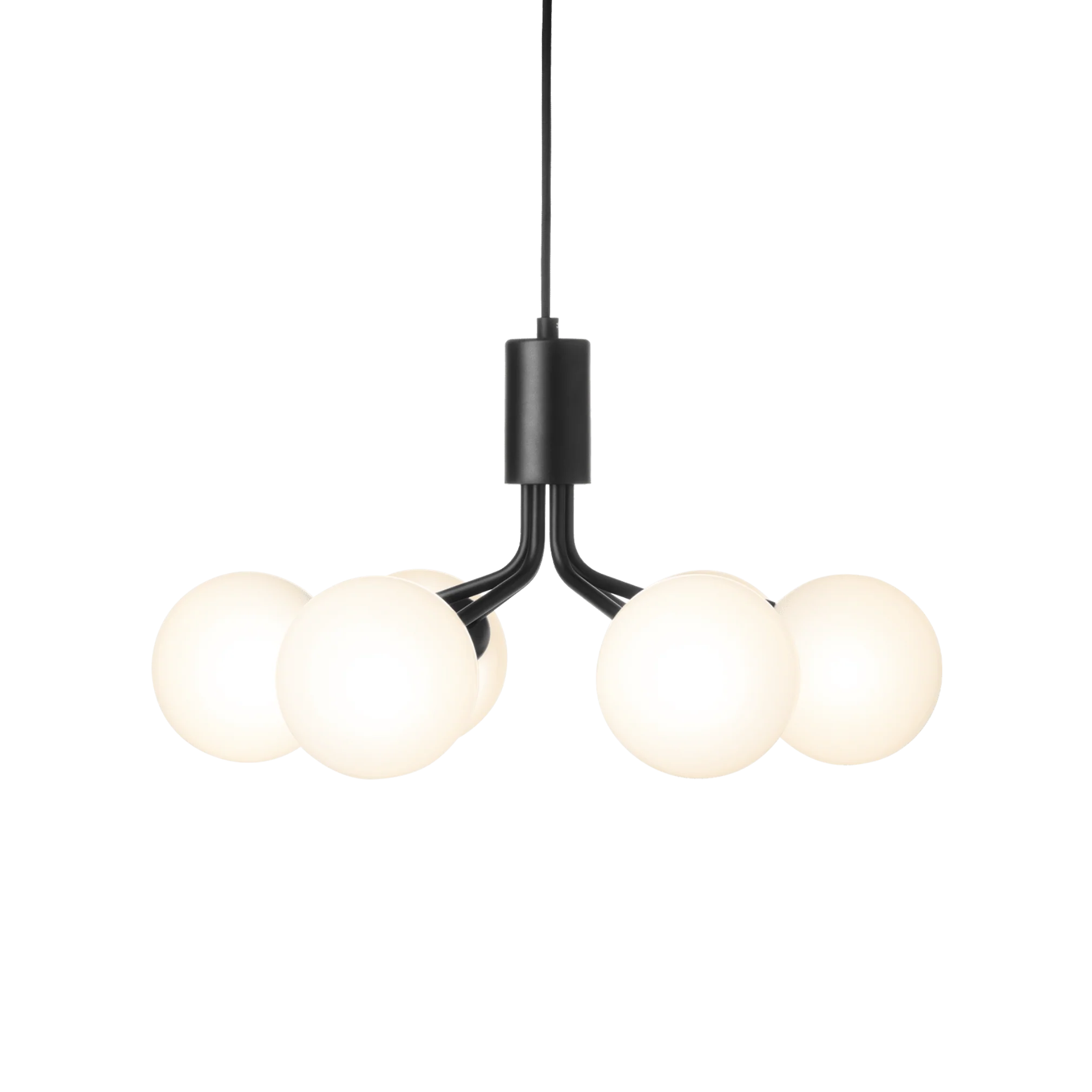 Lampa wisząca APIALES 6 czarny z opalowym szkłem
