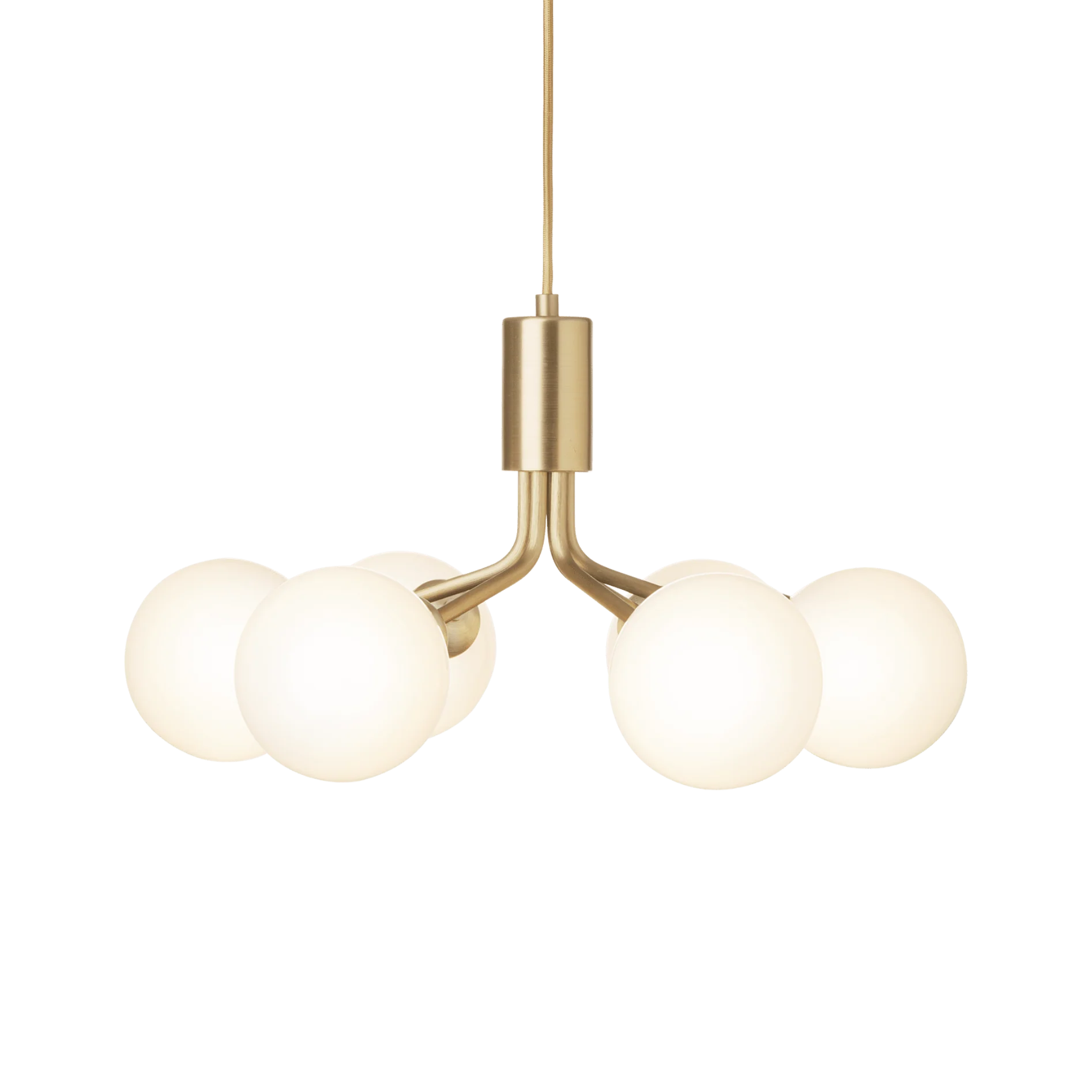 Lampa wisząca APIALES 6 mosiężny z opalowym szkłem