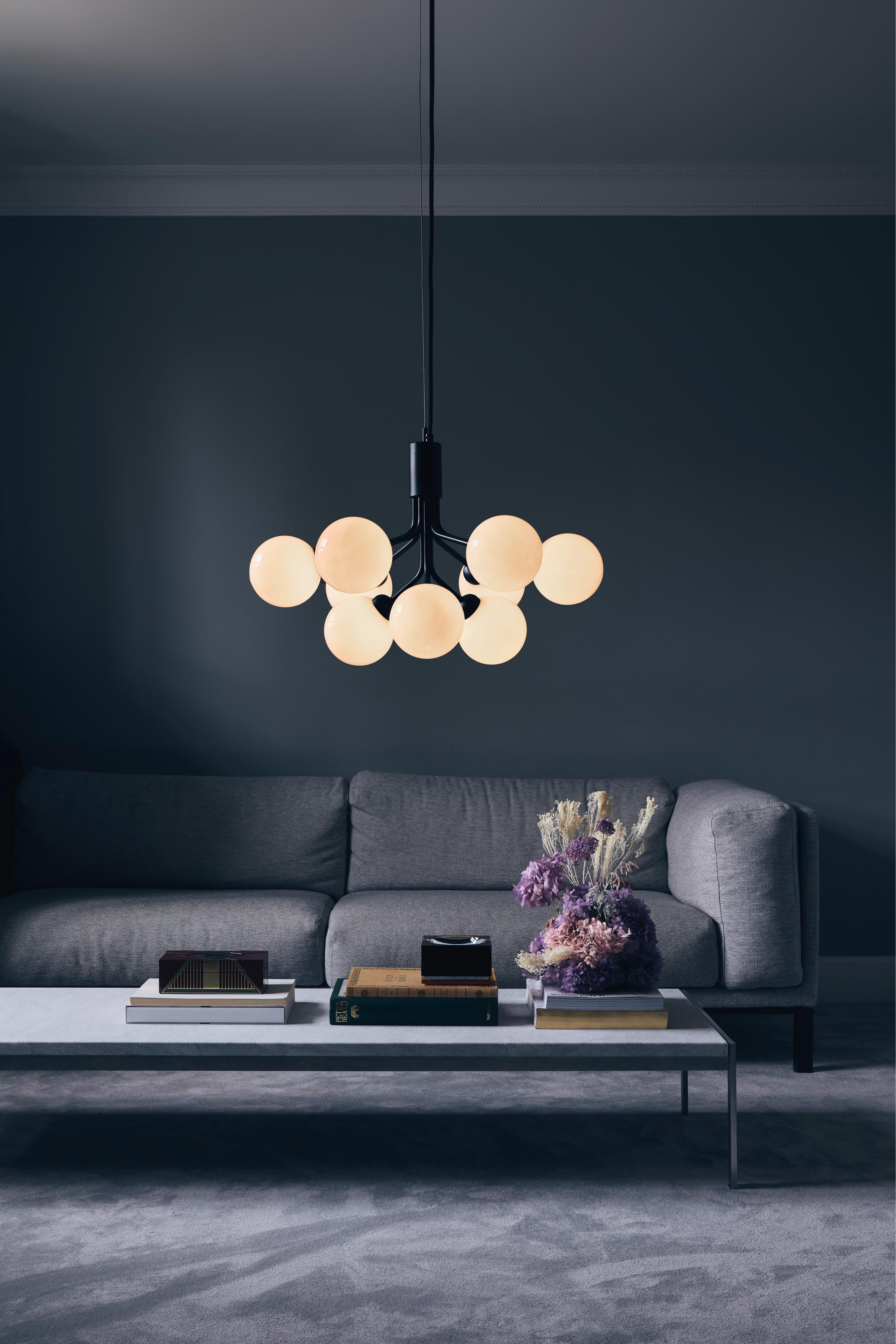 Lampa wisząca APIALES 9 czarny z opalowym szkłem - Image 7