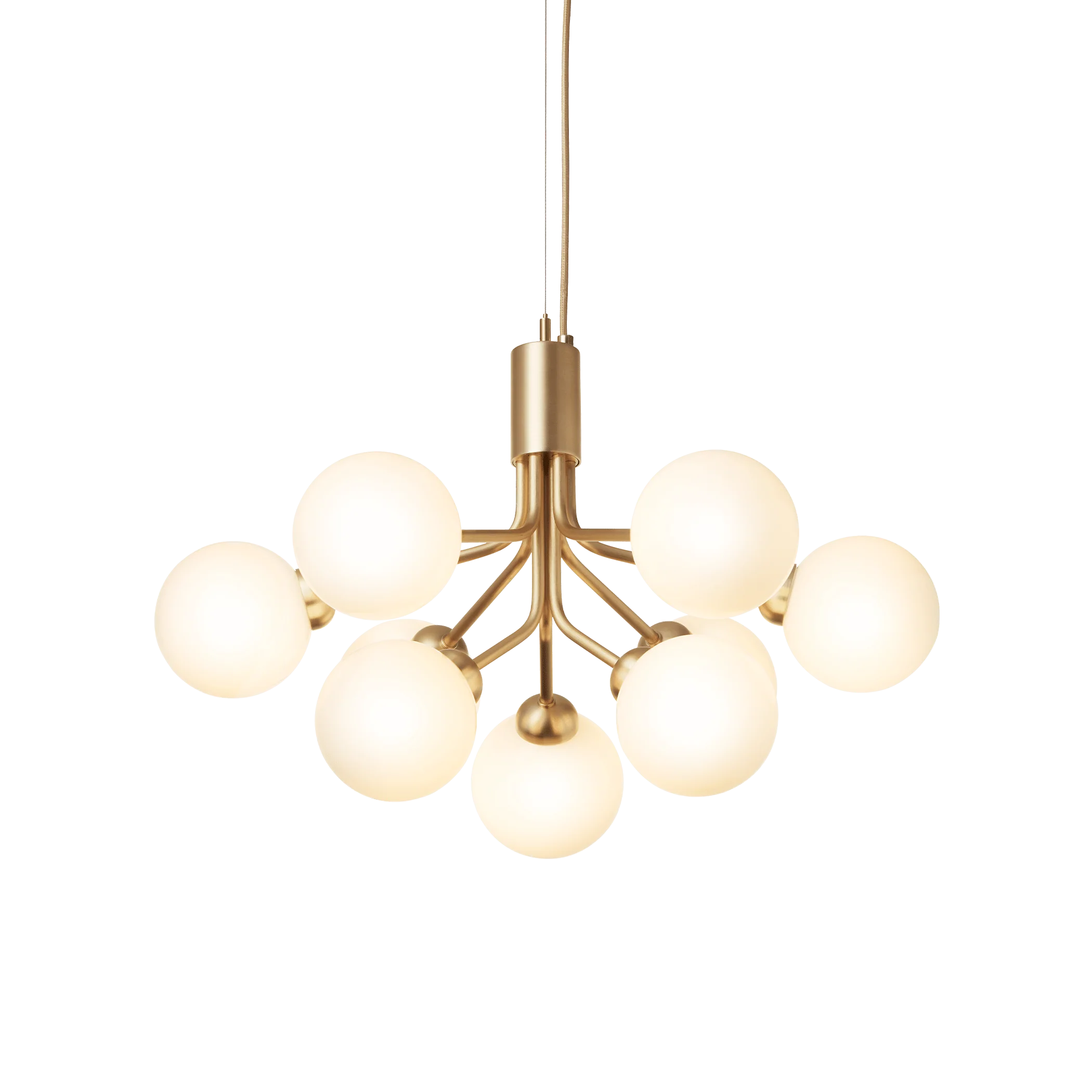 Lampa wisząca APIALES 9 mosiężny z opalowym szkłem