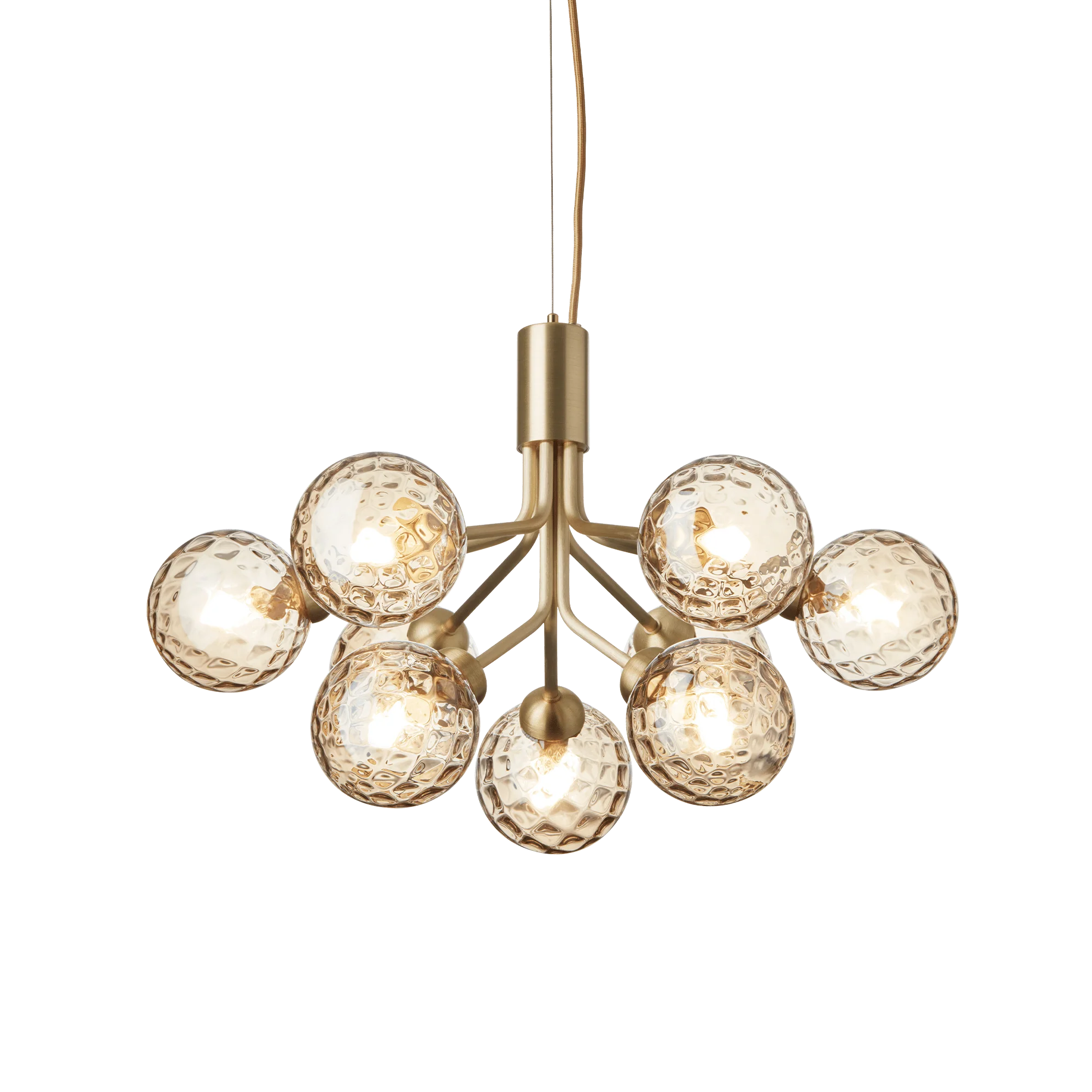 Lampa wisząca APIALES 9 mosiężny ze złotym szkłem