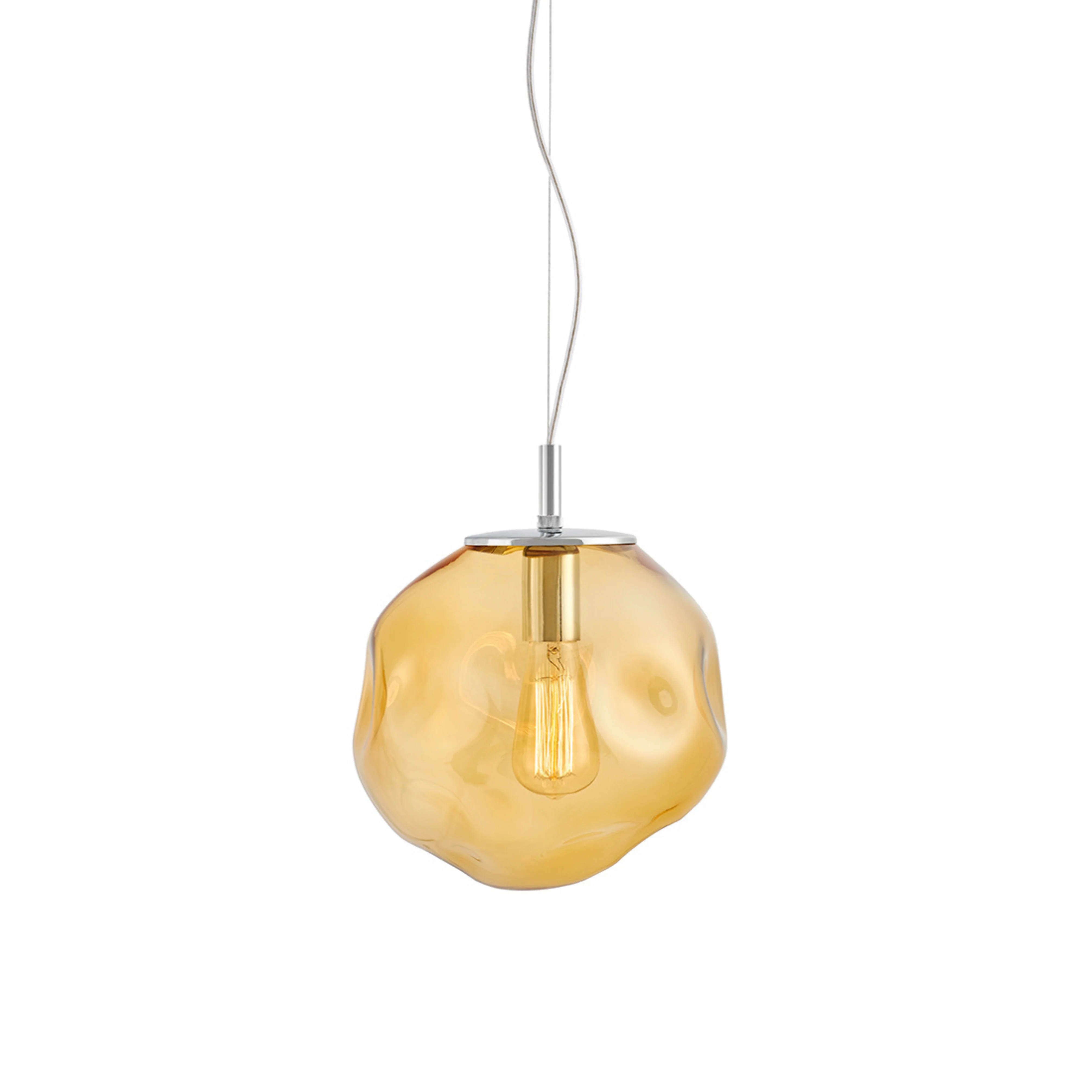 Lampa wisząca AVIA bursztynowy ze srebrnym wykończeniem
