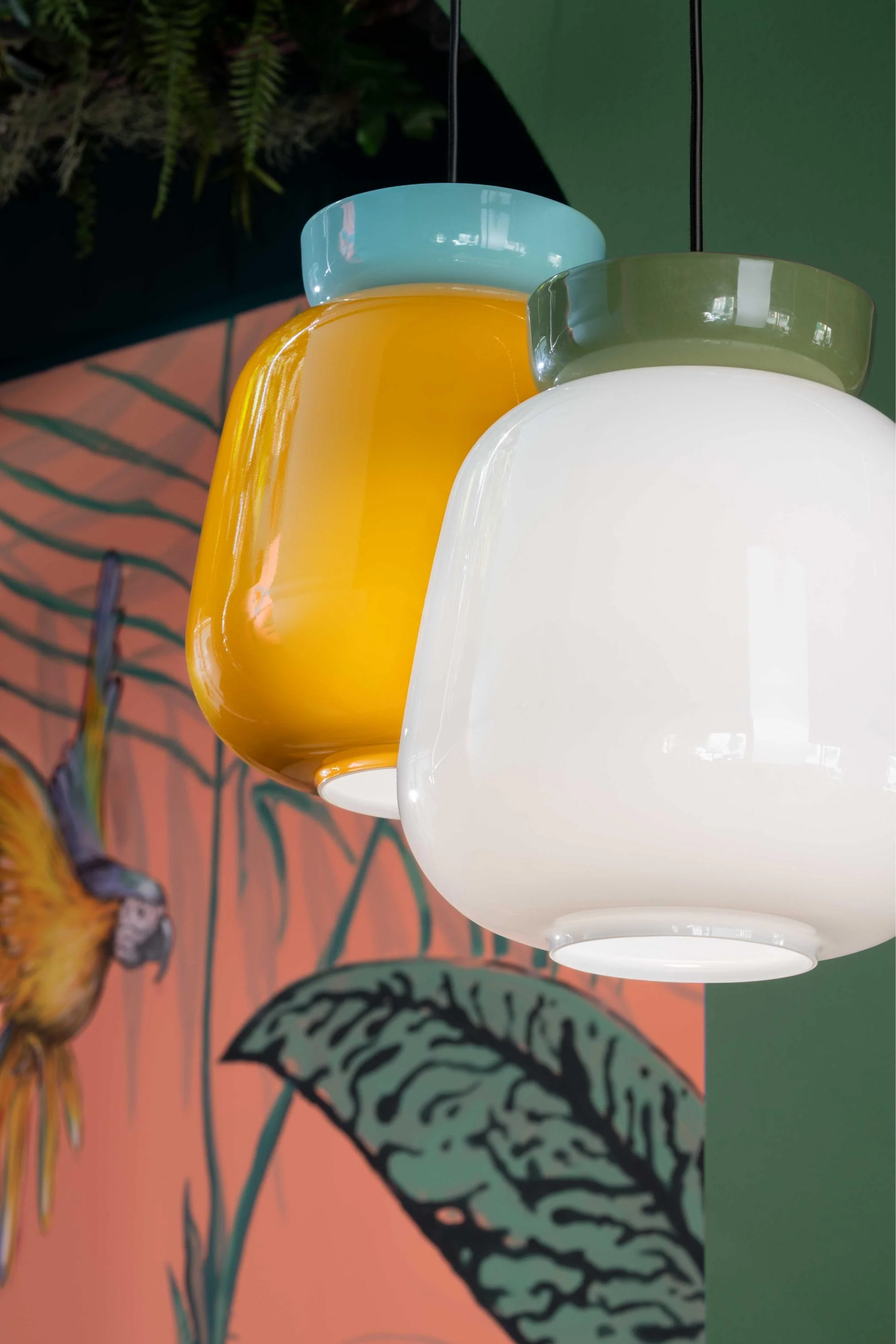 Lampa wisząca ceramiczna CORCOVADO mleczny z pomarańczowym - Image 2