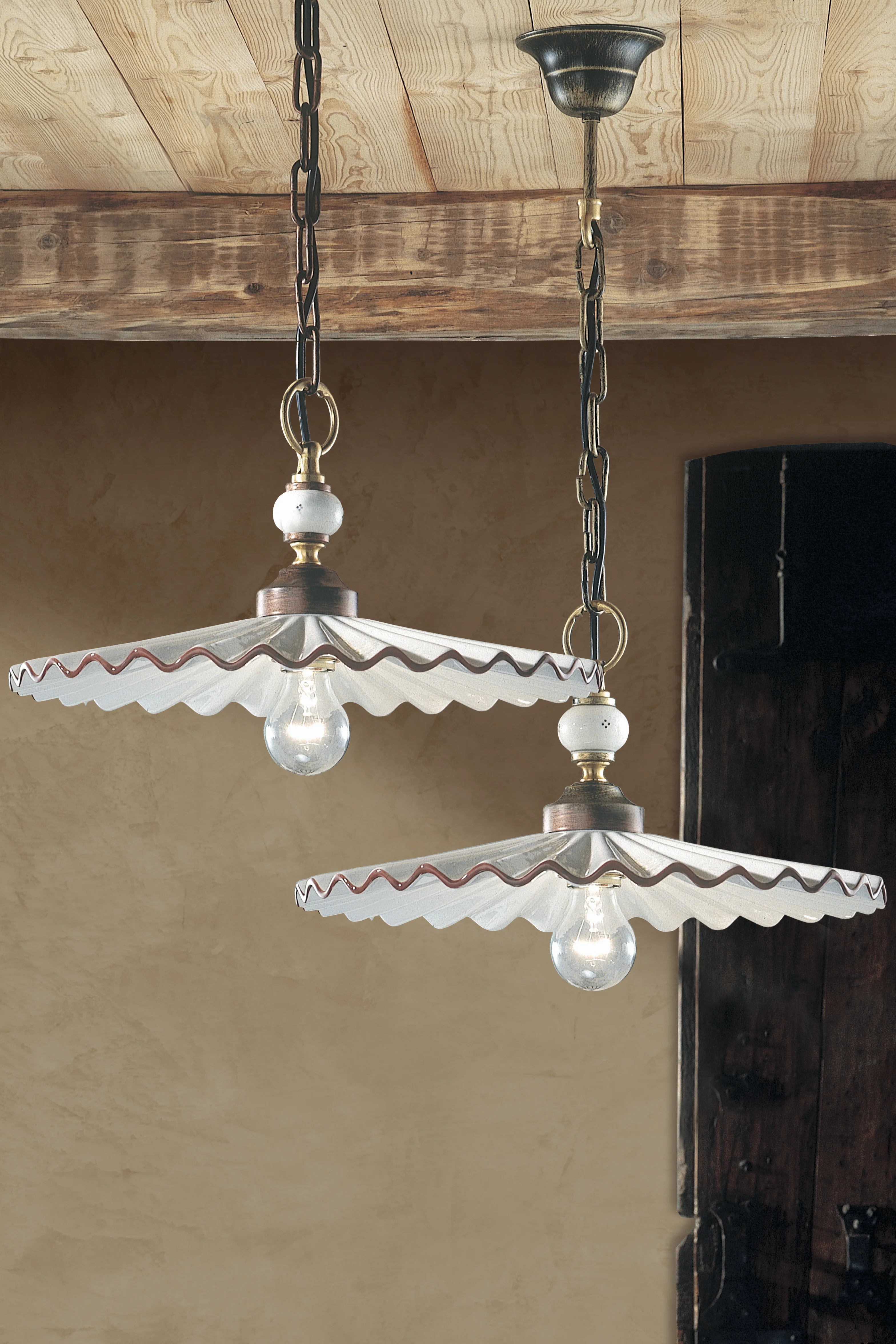 Lampa wisząca ceramiczna L’AQUILA biały z mokka i antycznym miedzianym - Image 2