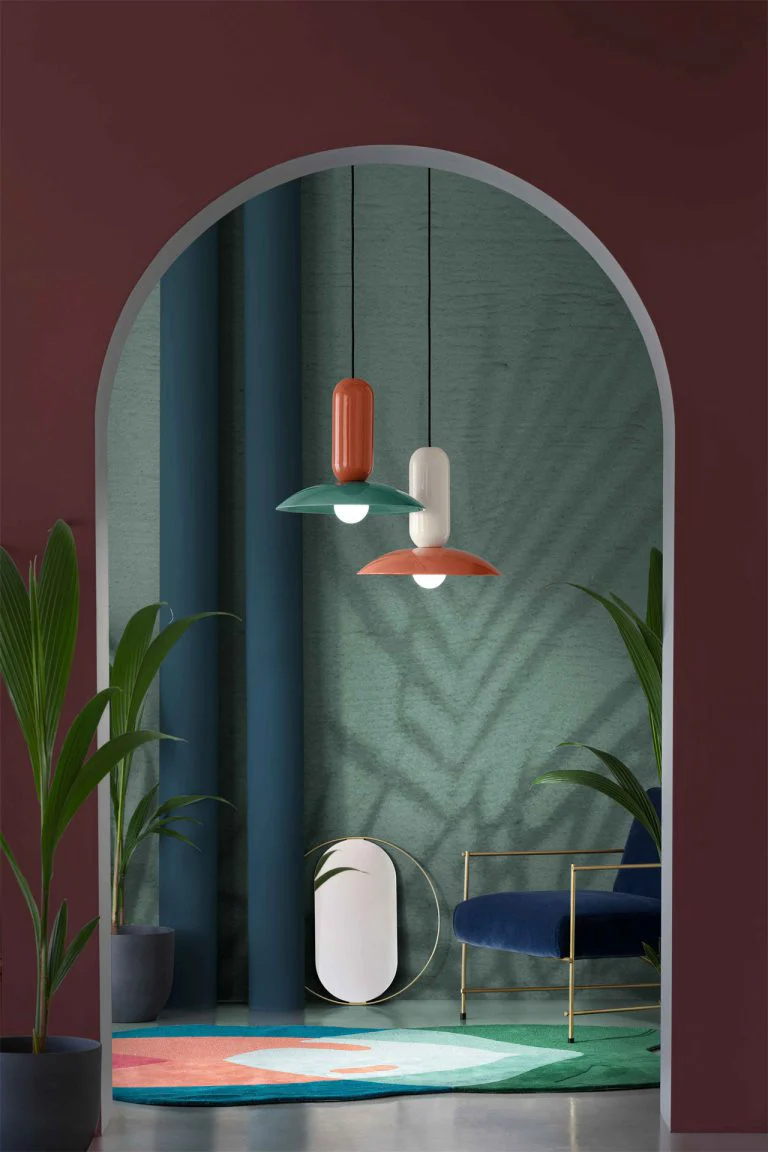 Lampa wisząca ceramiczna PAU pomarańczowy z turkusowym - Image 2