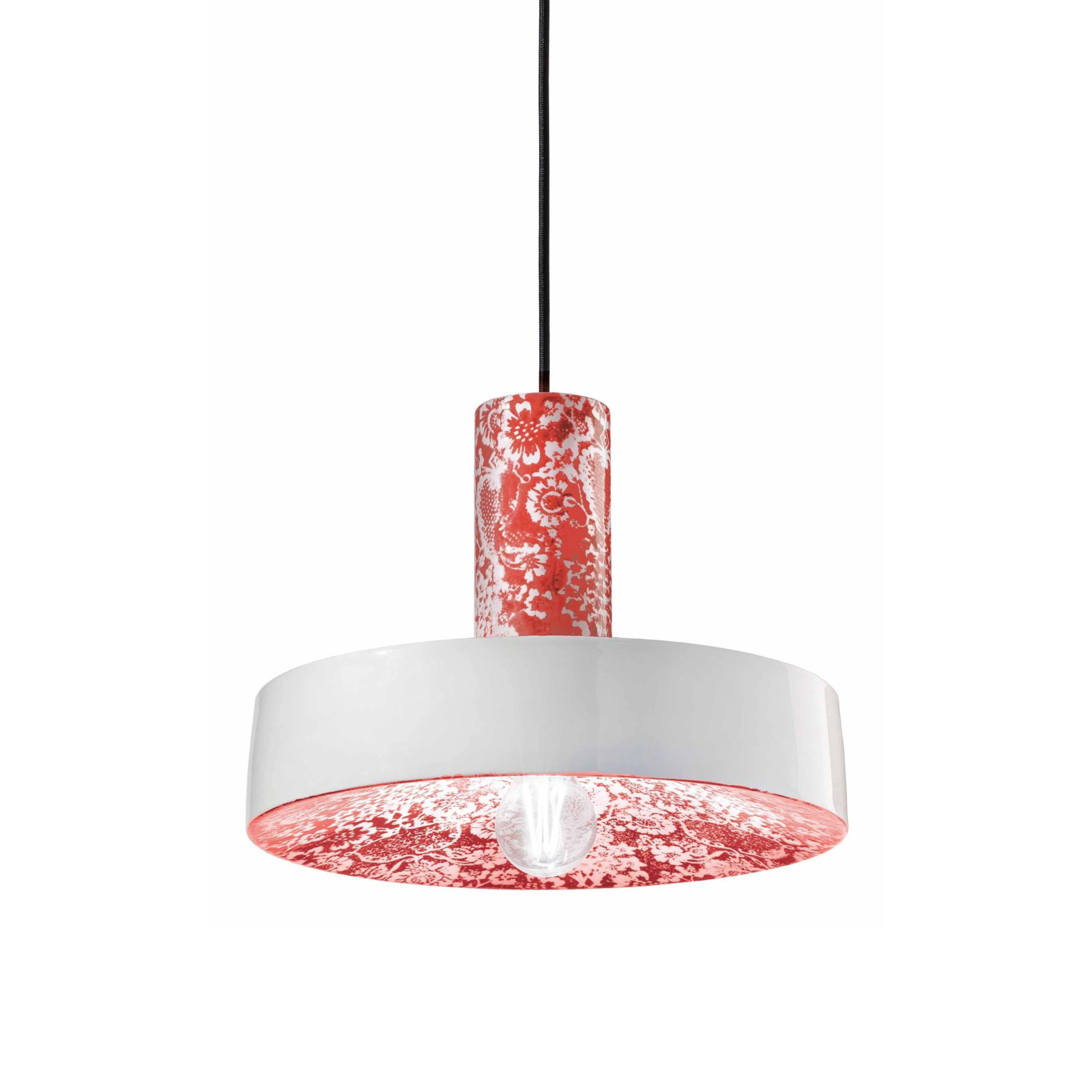 Lampa wisząca ceramiczna PI czerwone kwiaty