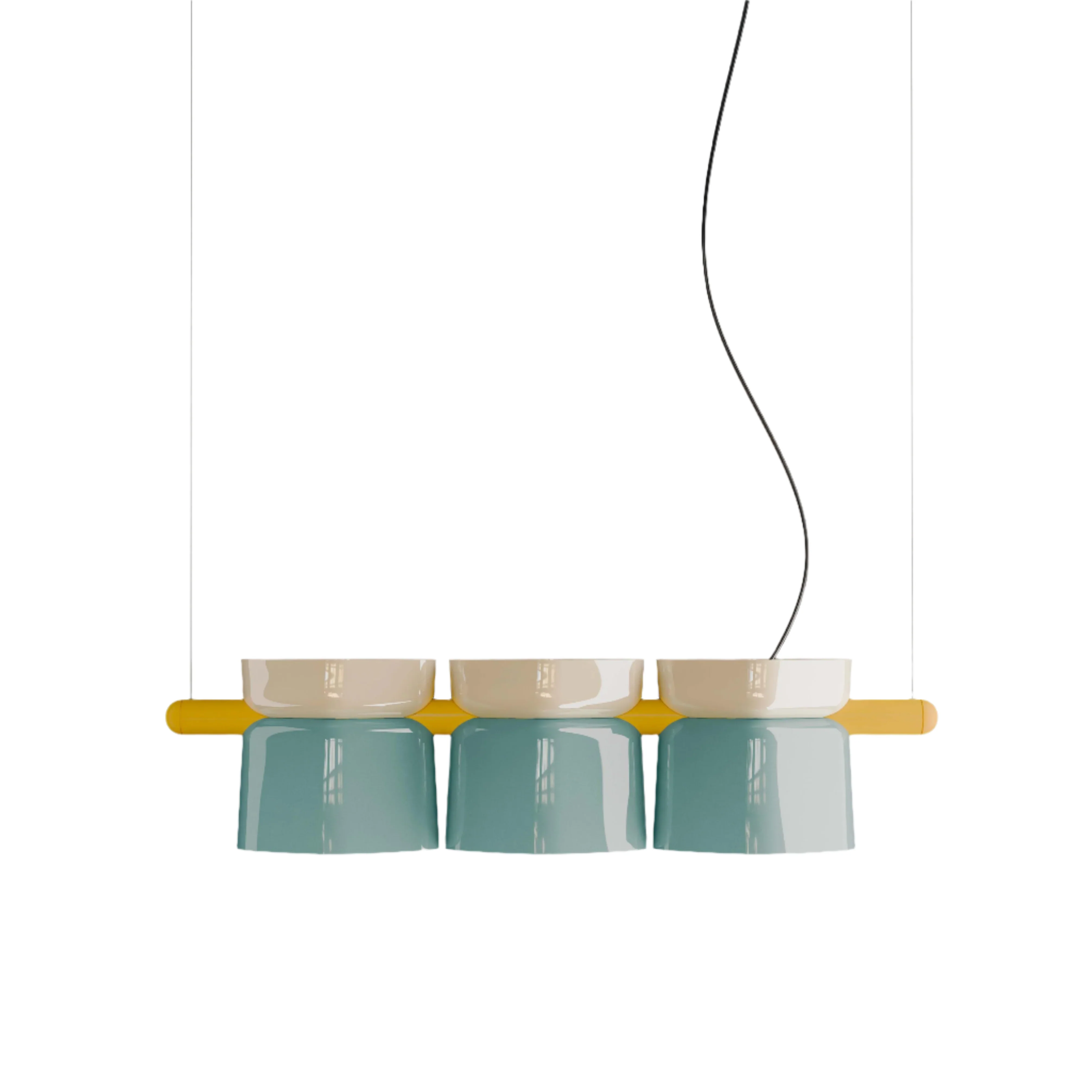 Lampa wisząca ceramiczna YAKITORI błękitny z kremowym i żółtym