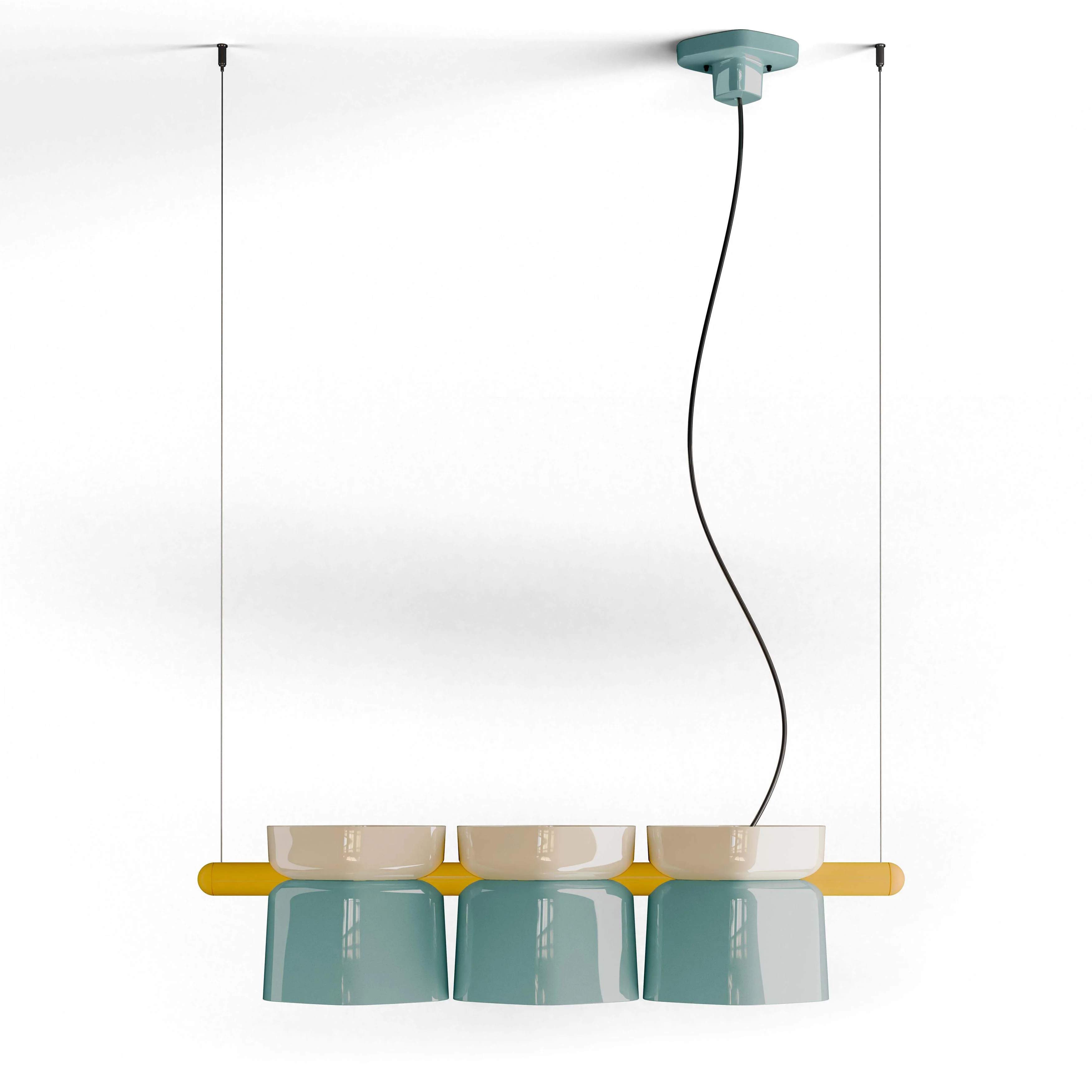 Lampa wisząca ceramiczna YAKITORI błękitny z kremowym i żółtym - Image 3