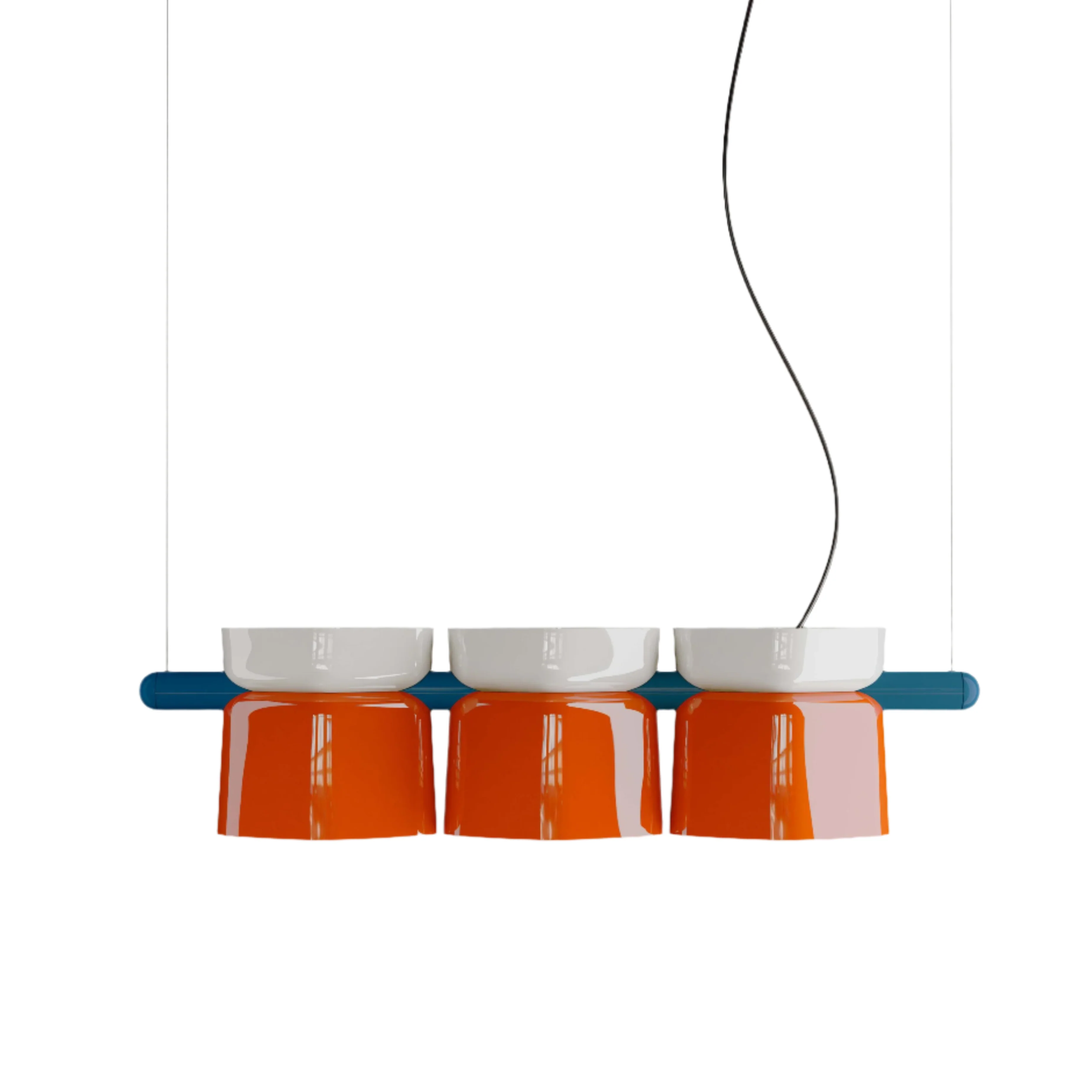Lampa wisząca ceramiczna YAKITORI pomarańczowy z kremowym i kobaltowym