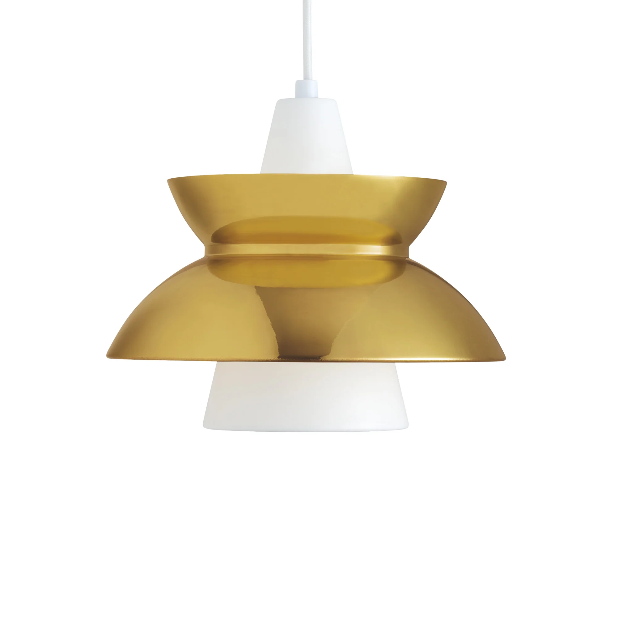 Lampa wisząca DOO-WOP biały z mosiężnym wykończeniem