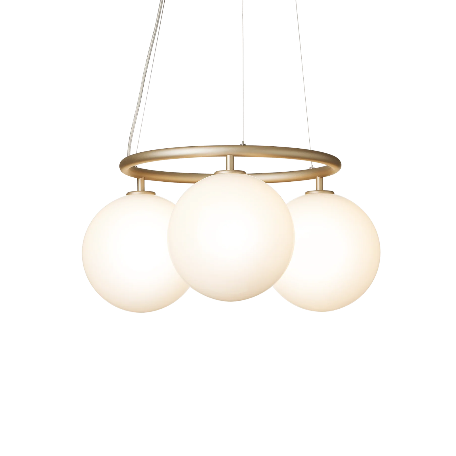 Lampa wisząca MIIRA 3 CIRCULAR mosiężny z opalowym szkłem