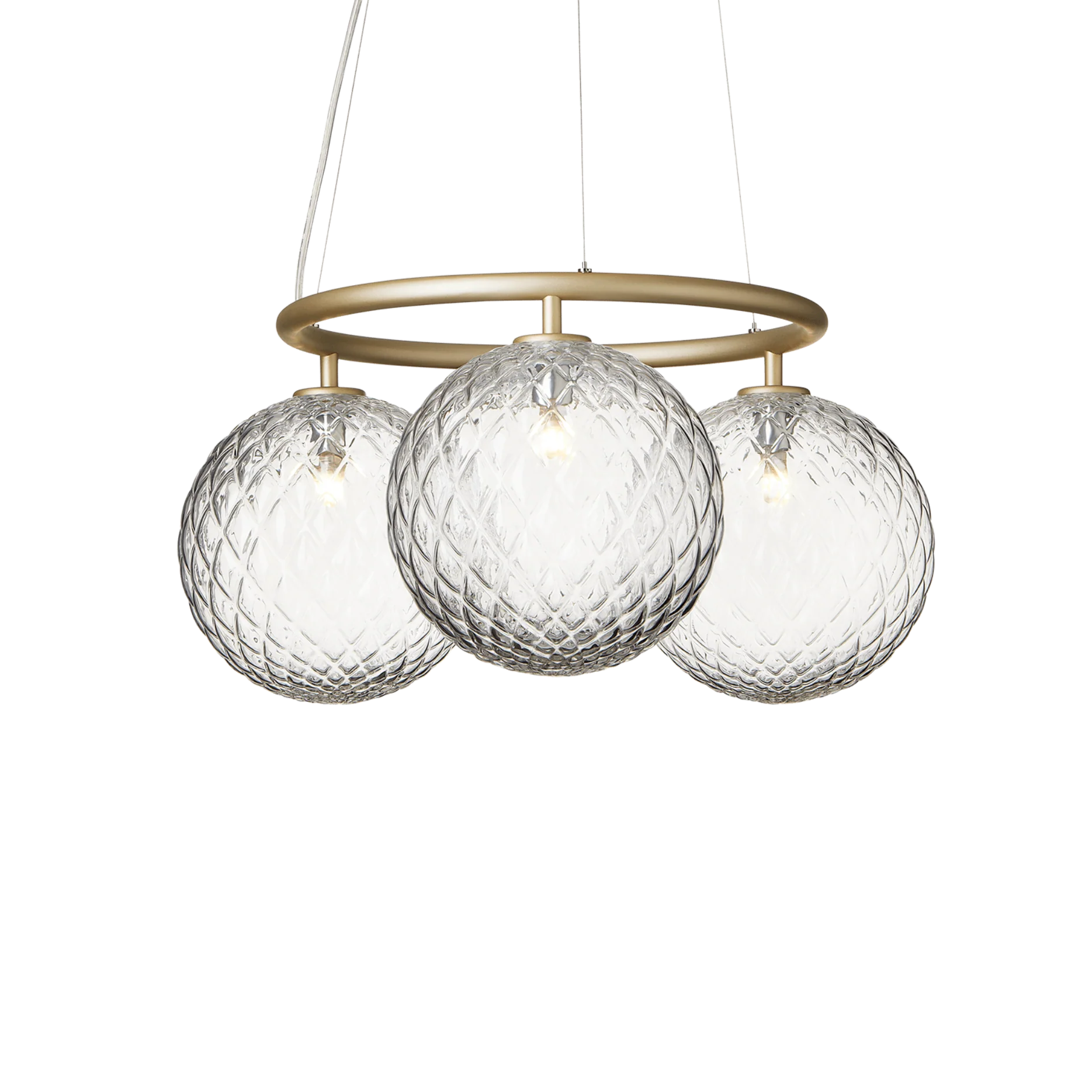 Lampa wisząca MIIRA 3 CIRCULAR mosiężny z transparentnym szkłem