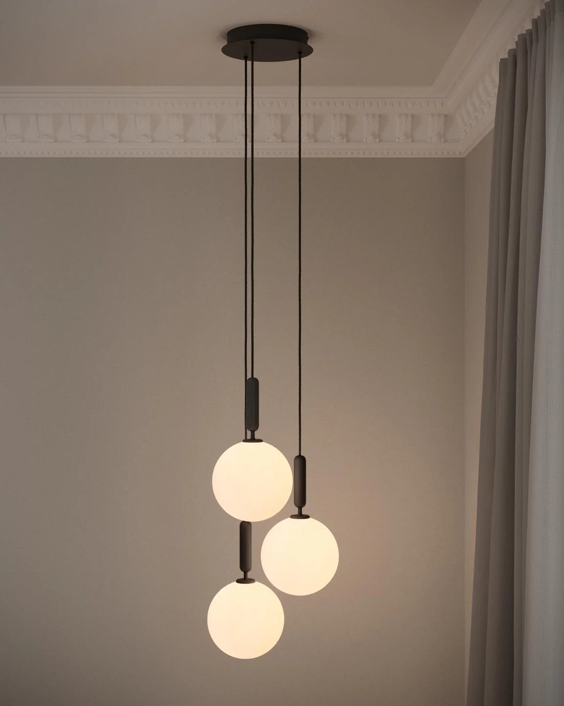 Lampa wisząca MIIRA 3 grafitowy z opalowym szkłem - Image 8