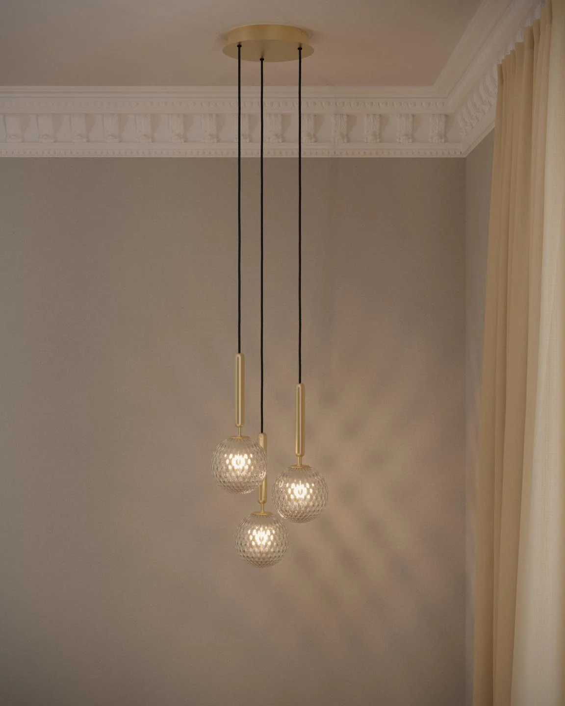 Lampa wisząca MIIRA 3 mosiężny z transparentnym szkłem - Image 8