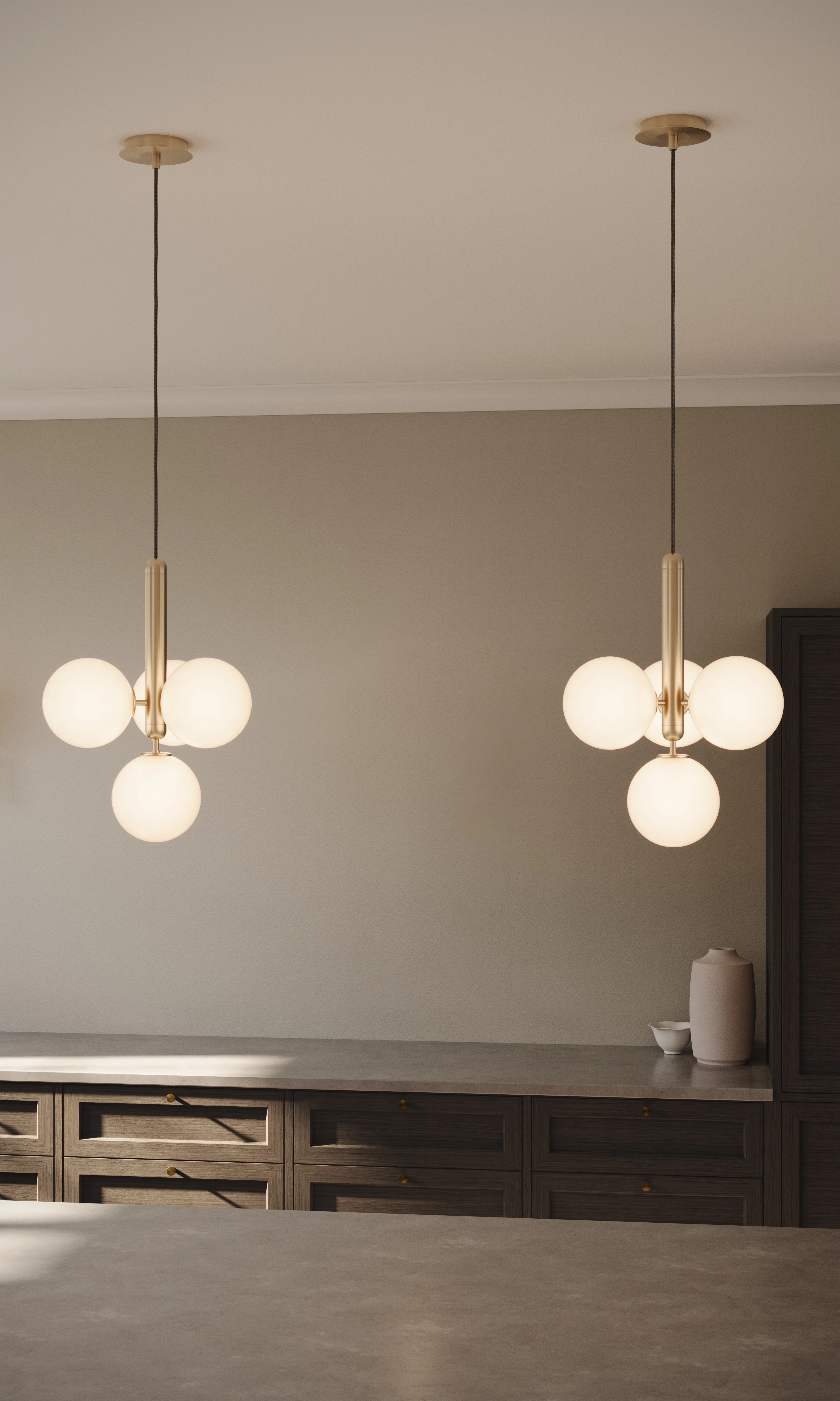 Lampa wisząca MIIRA 4 mosiężny z opalowym szkłem - Image 3