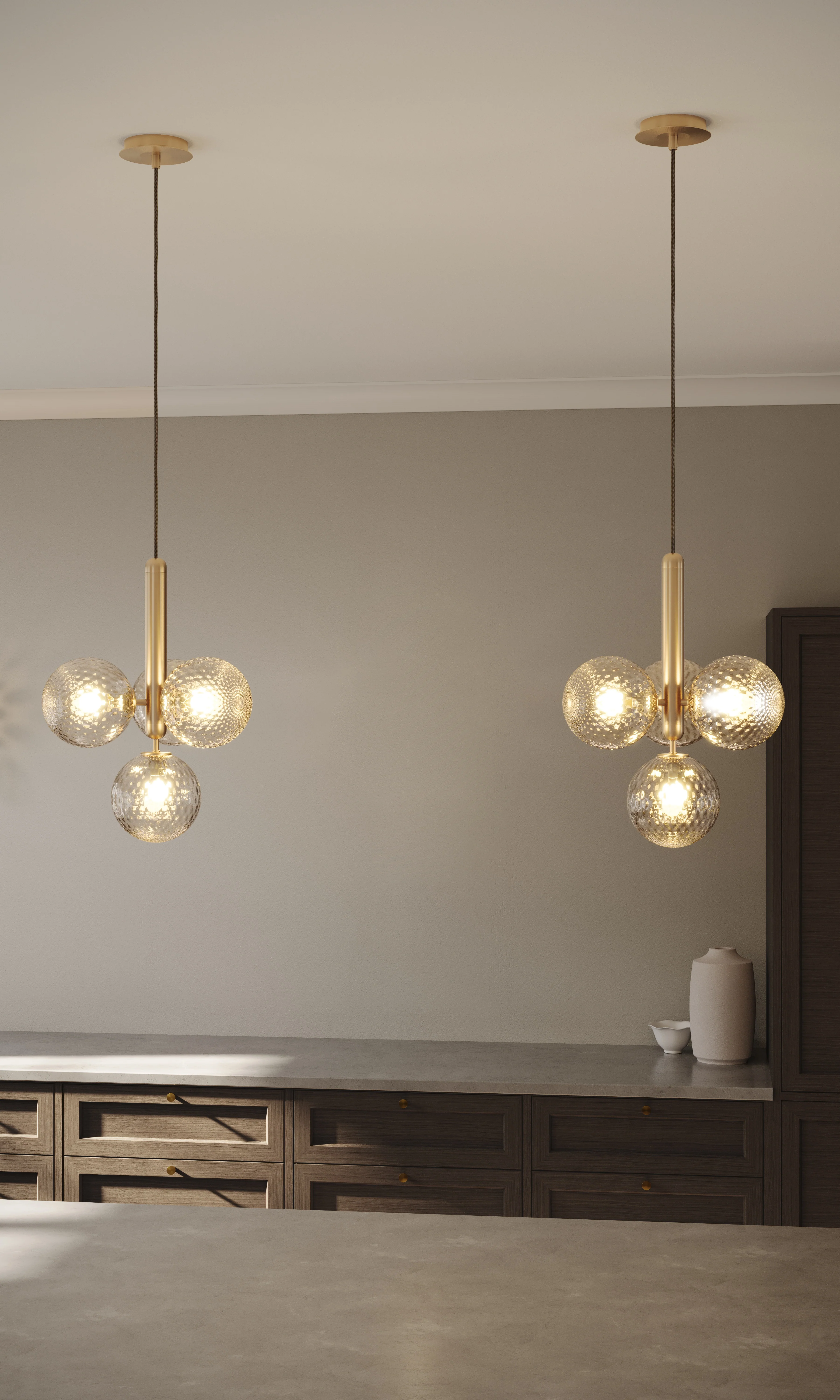 Lampa wisząca MIIRA 4 mosiężny z transparentnym szkłem - Image 3
