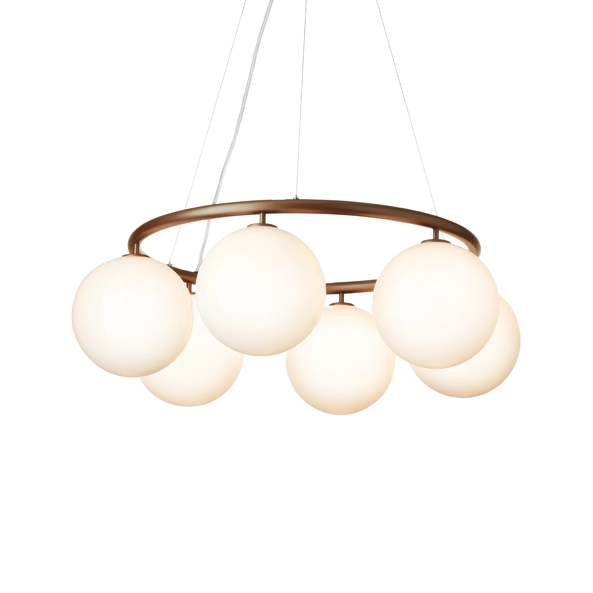 Lampa wisząca MIIRA 6 CIRCULAR ciemnobrązowy z opalowym szkłem