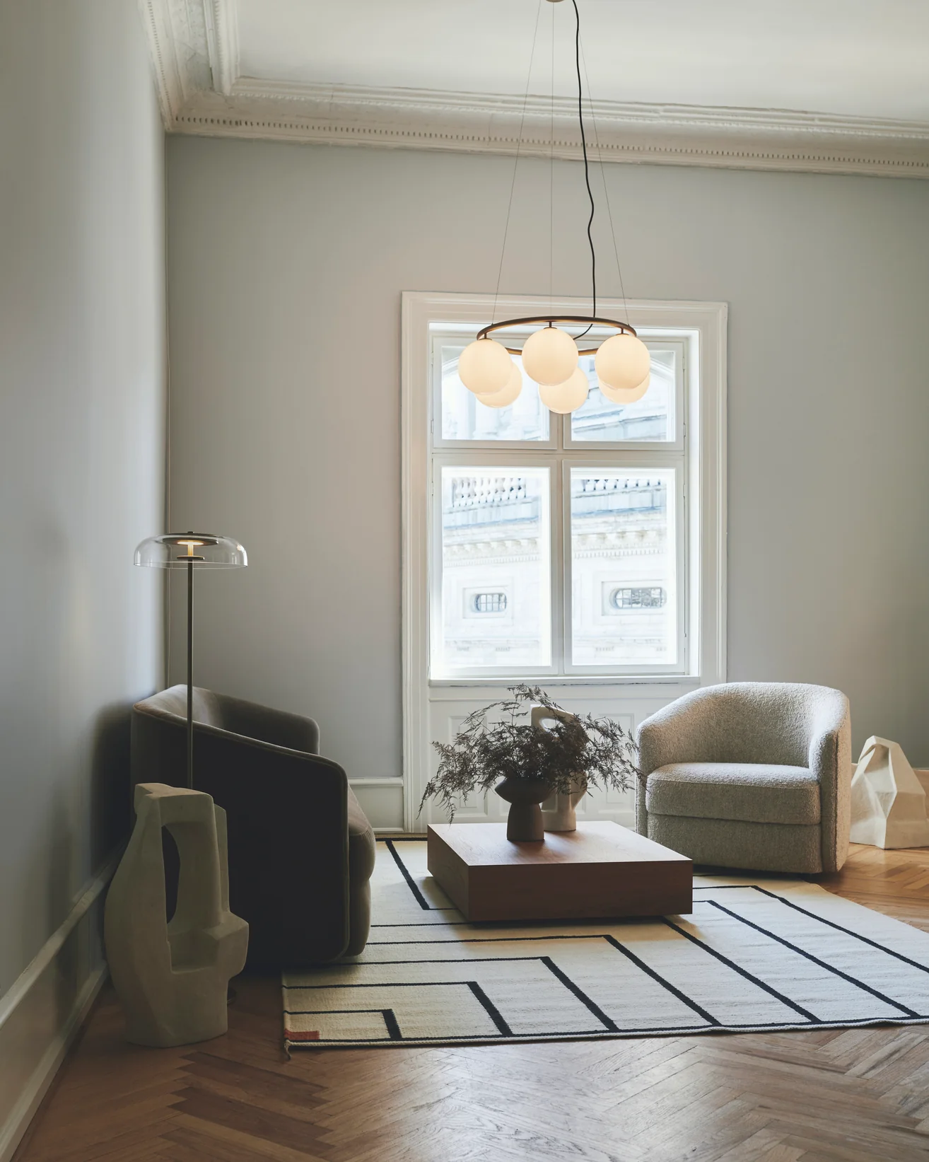 Lampa wisząca MIIRA 6 CIRCULAR ciemnobrązowy z opalowym szkłem - Image 9