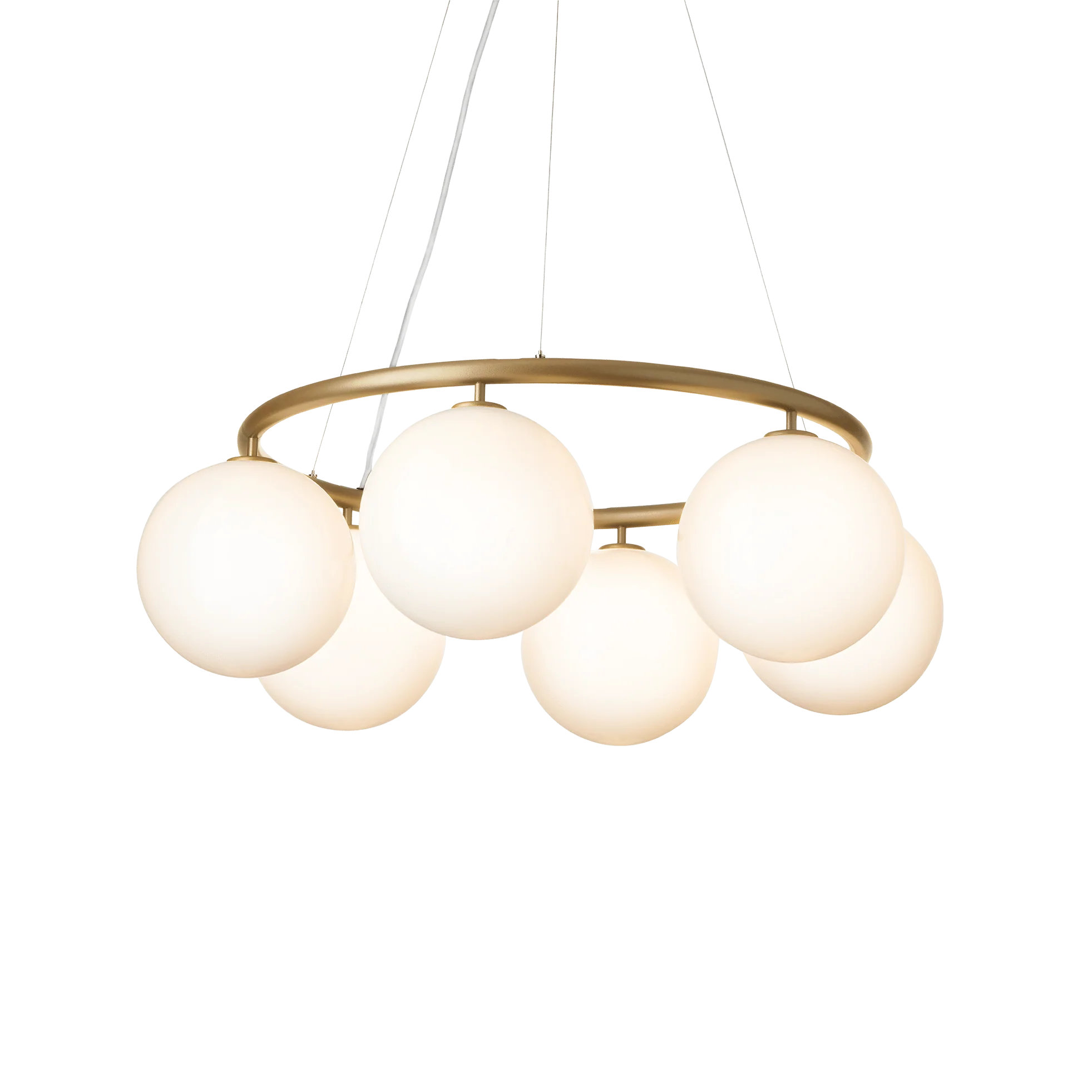 Lampa wisząca MIIRA 6 CIRCULAR mosiężny z opalowym szkłem