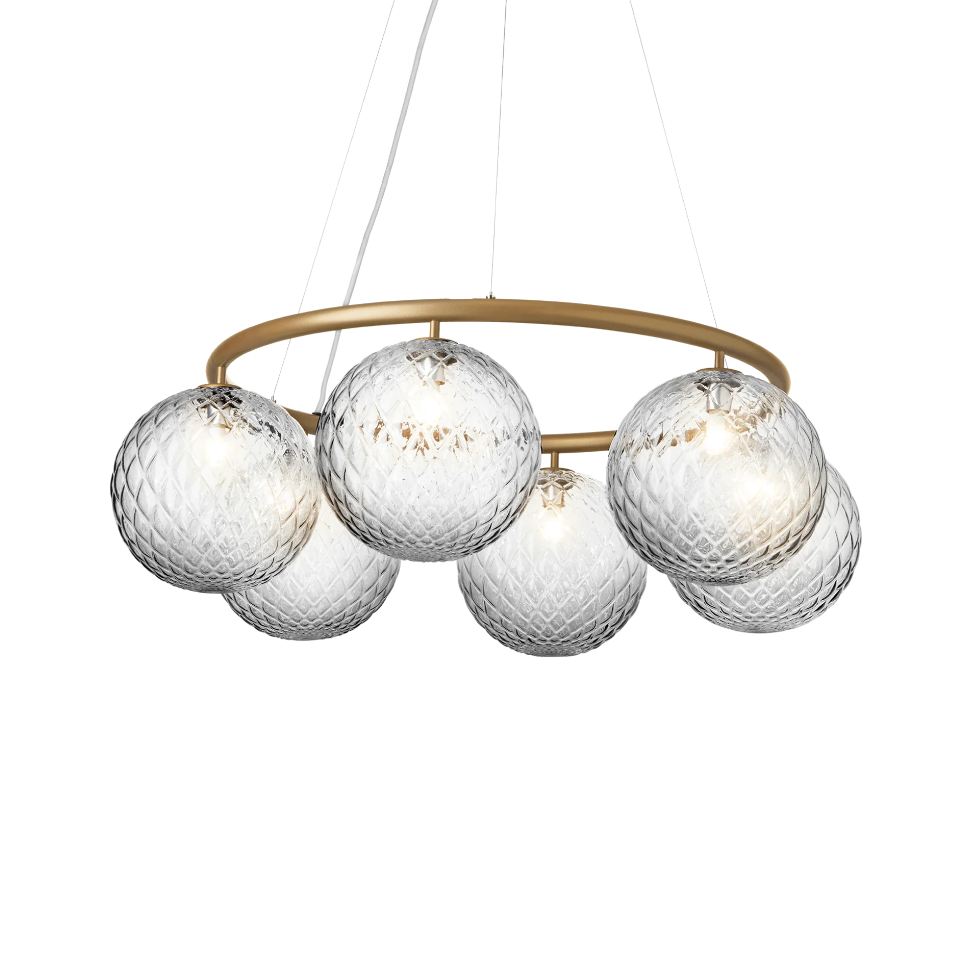 Lampa wisząca MIIRA 6 CIRCULAR mosiężny z transparentnym szkłem