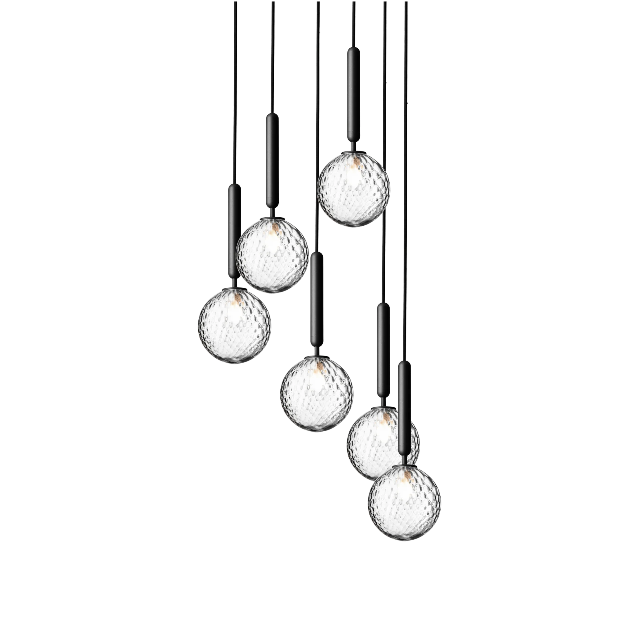 Lampa wisząca MIIRA 6 grafitowy z transparentnym szkłem