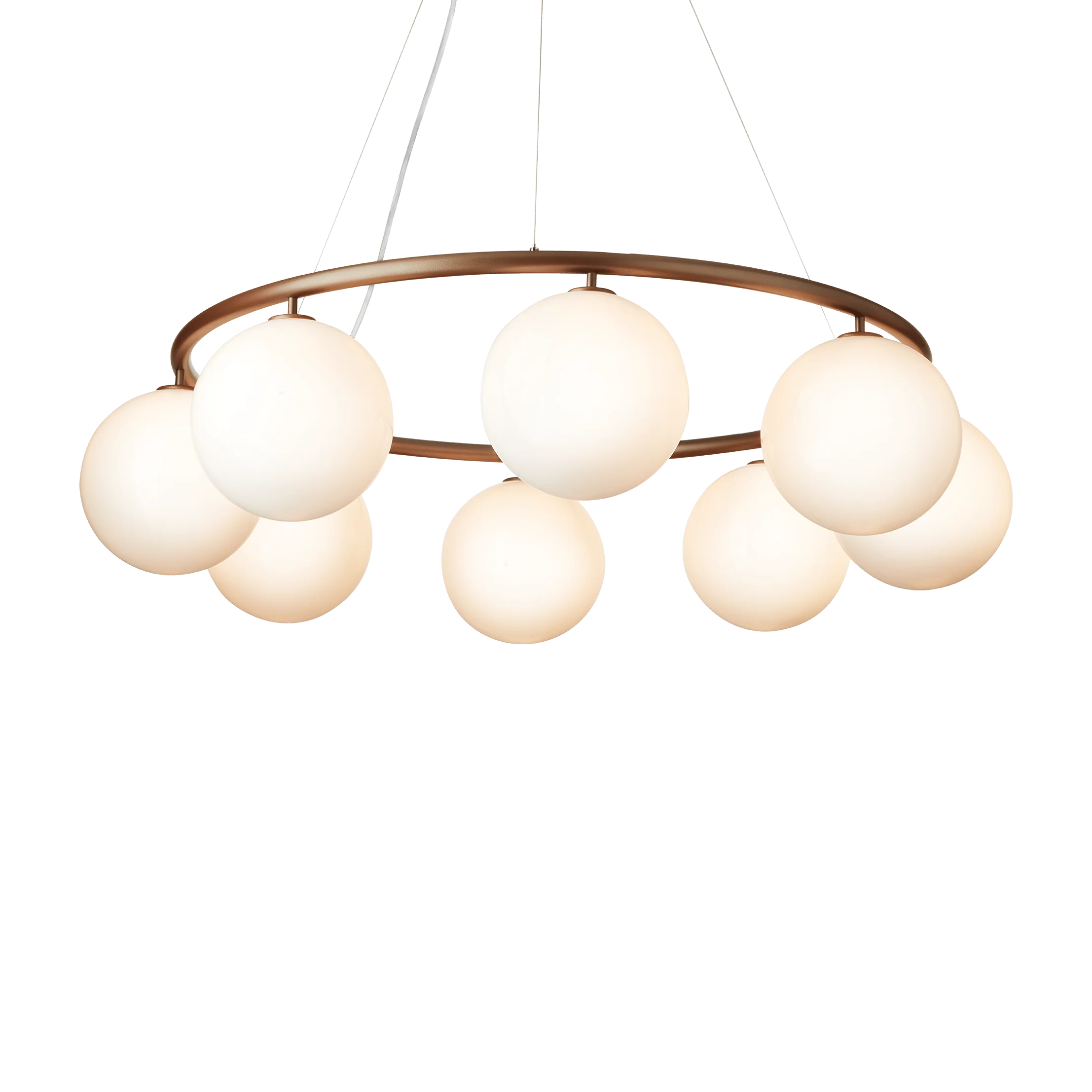 Lampa wisząca MIIRA 8 CIRCULAR ciemnobrązowy z opalowym szkłem